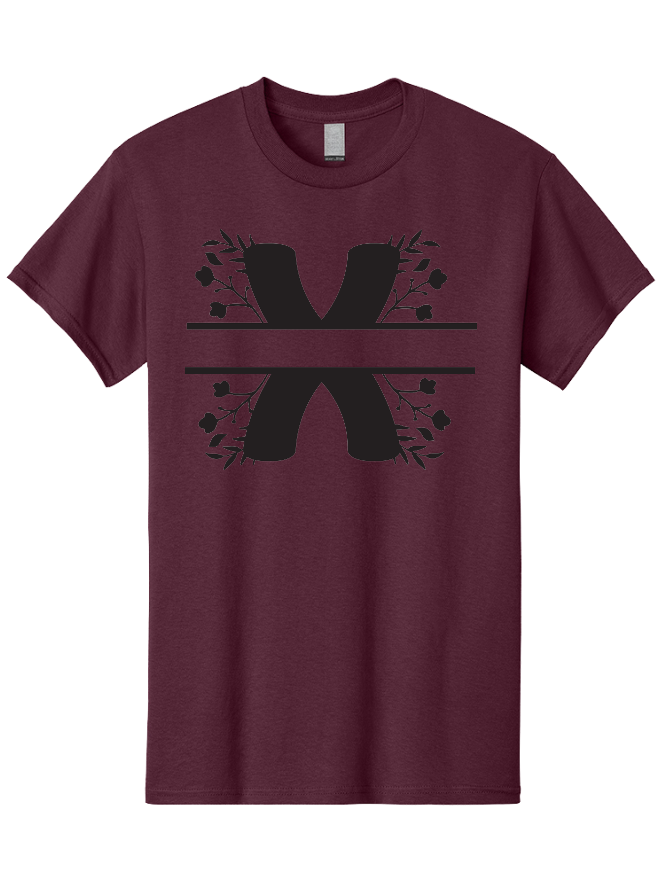 X Men'S Graphic Tee, 100% Cotton, Comfortable Casual Summer Wear, Machine Washable, Stylish X, Floral Design, Black Silhouette, Leaves And Flowers, Bold Typography, Modern Graphic, Decorative Lettering Aad323 7