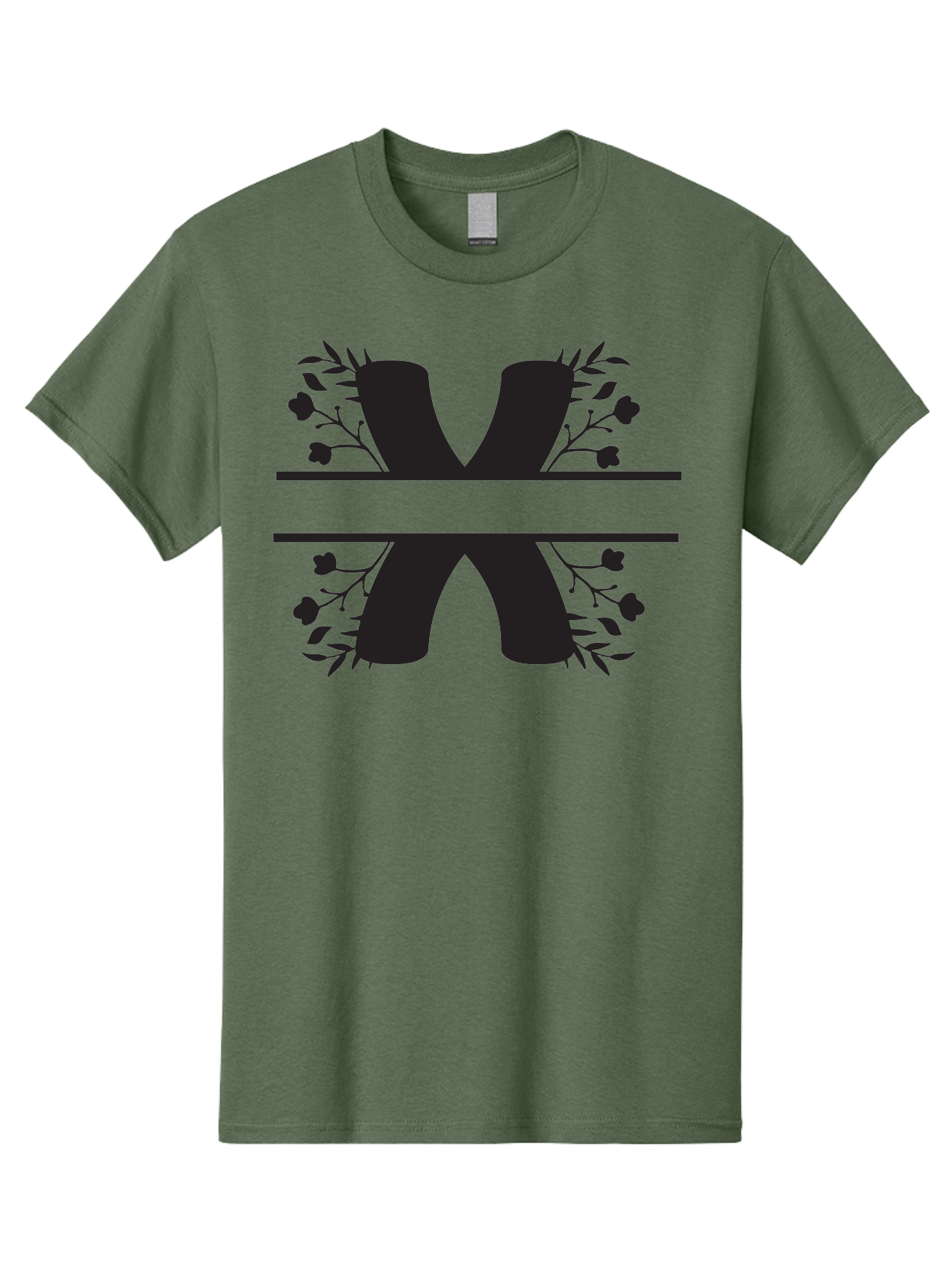 X Men'S Graphic Tee, 100% Cotton, Comfortable Casual Summer Wear, Machine Washable, Stylish X, Floral Design, Black Silhouette, Leaves And Flowers, Bold Typography, Modern Graphic, Decorative Lettering Aad323 9