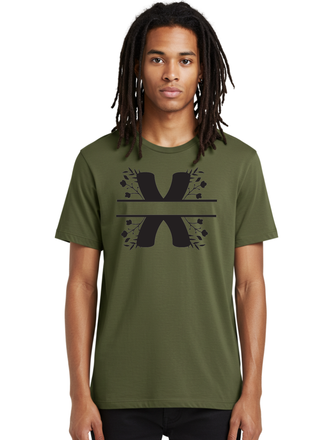 X Men'S Graphic Tee, 100% Cotton, Comfortable Casual Summer Wear, Machine Washable, Stylish X, Floral Design, Black Silhouette, Leaves And Flowers, Bold Typography, Modern Graphic, Decorative Lettering Aad323 10
