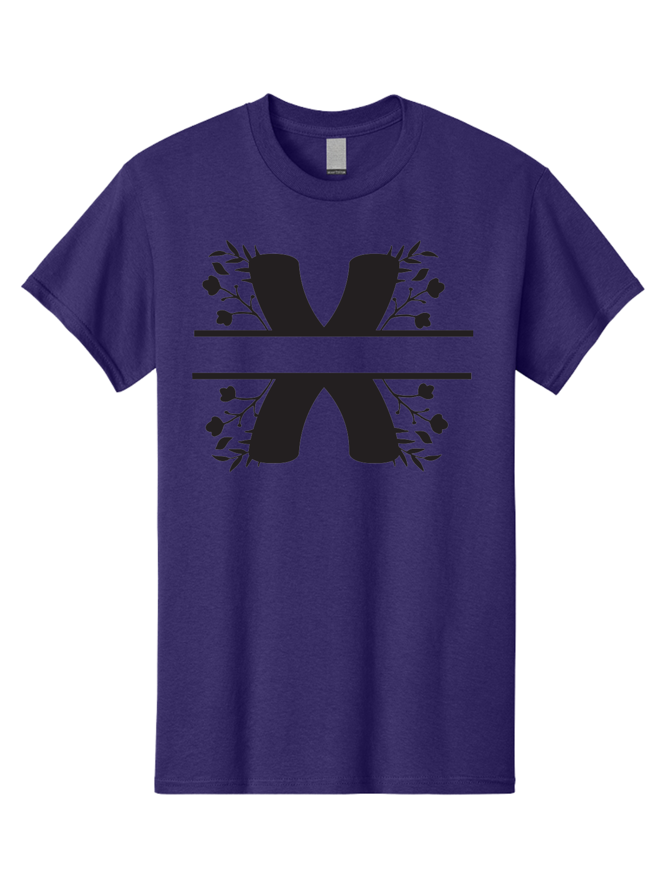 X Men'S Graphic Tee, 100% Cotton, Comfortable Casual Summer Wear, Machine Washable, Stylish X, Floral Design, Black Silhouette, Leaves And Flowers, Bold Typography, Modern Graphic, Decorative Lettering Aad323 19