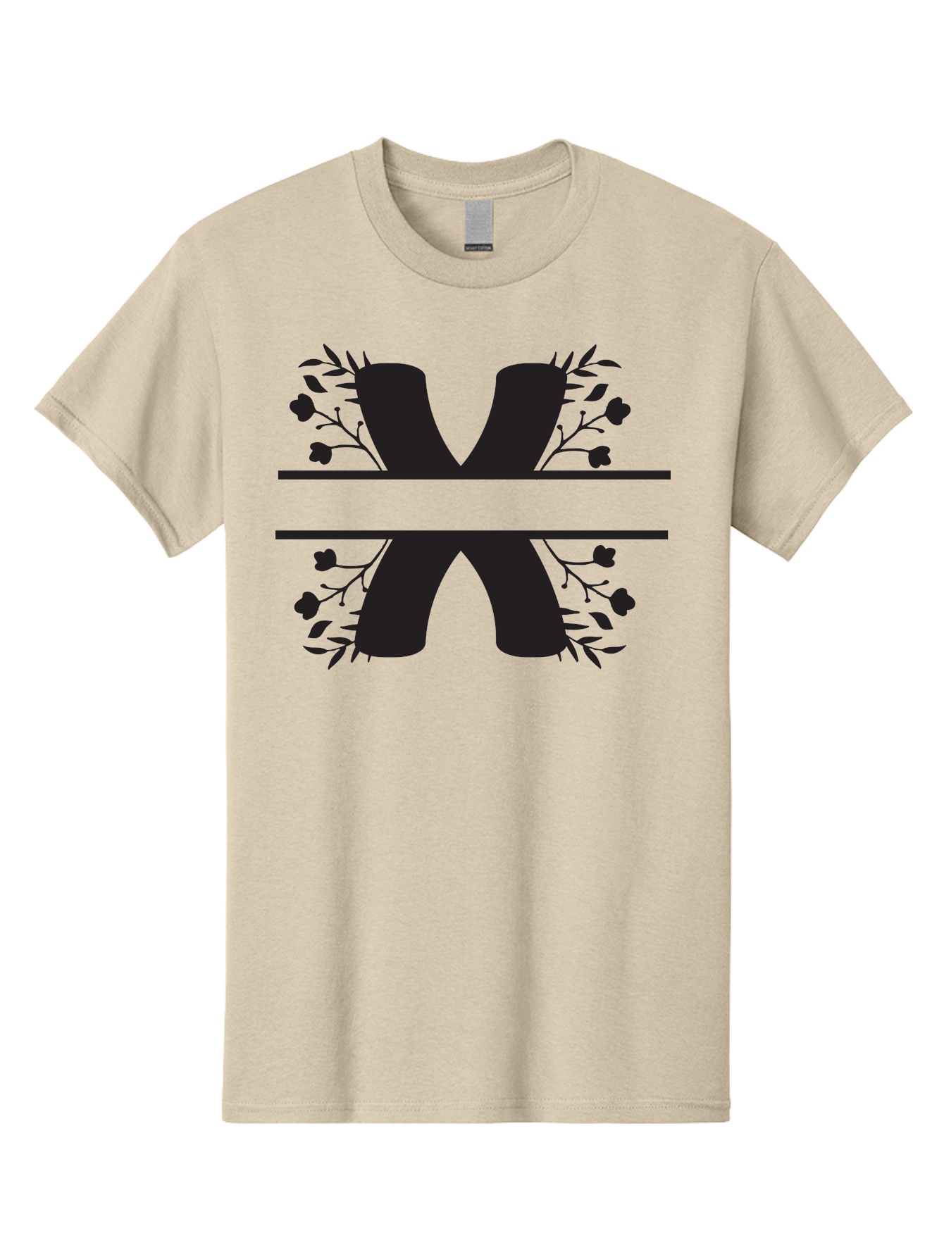 X Men'S Graphic Tee, 100% Cotton, Comfortable Casual Summer Wear, Machine Washable, Stylish X, Floral Design, Black Silhouette, Leaves And Flowers, Bold Typography, Modern Graphic, Decorative Lettering Aad323 13
