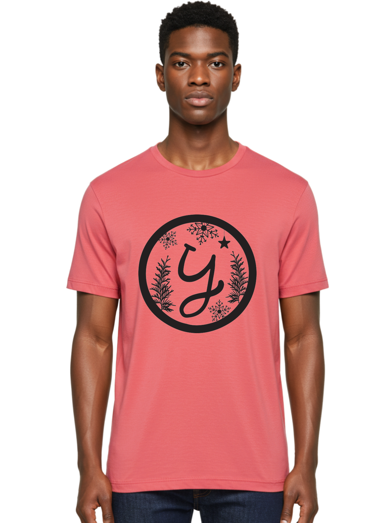Y Men'S Graphic Tee, 100% Cotton, Comfortable Casual Summer Wear, Machine Washable, Christmas Decoration, Festive Design, Snowflakes, Star, Holiday Theme, Winter Wonderland, Y Logo, Seasonal Graphics, Festive Typography Aad324 28