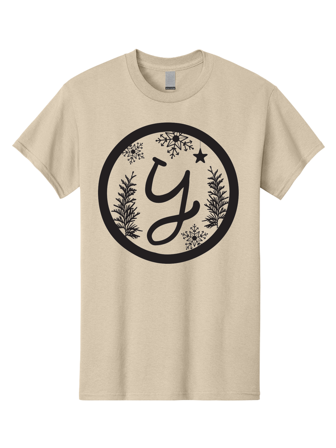 Y Men'S Graphic Tee, 100% Cotton, Comfortable Casual Summer Wear, Machine Washable, Christmas Decoration, Festive Design, Snowflakes, Star, Holiday Theme, Winter Wonderland, Y Logo, Seasonal Graphics, Festive Typography Aad324 21