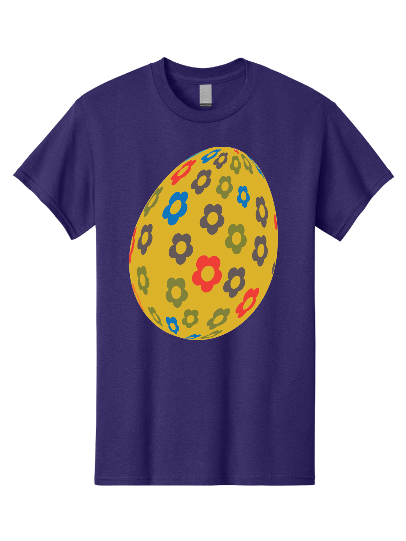 Yellow-Easter-Egg Men'S Graphic Tee, 100% Cotton, Comfortable Casual Summer Wear, Machine Washable, Easter Egg, Floral Pattern, Yellow Background, Colorful Flowers, Red, Blue, Purple, Green Hues, Spring Decoration, Festive Design, Aad325 23