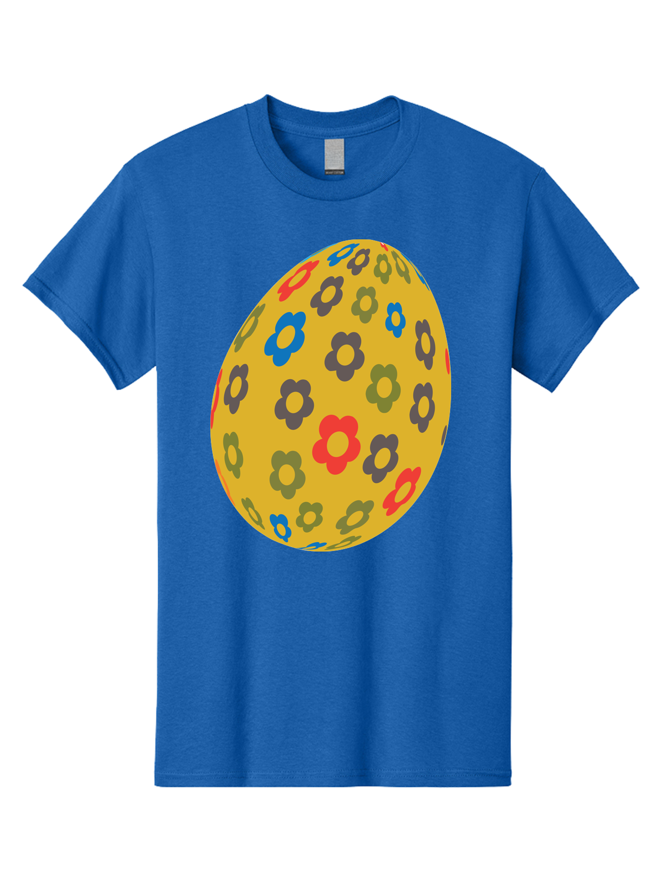 Yellow-Easter-Egg Men'S Graphic Tee, 100% Cotton, Comfortable Casual Summer Wear, Machine Washable, Easter Egg, Floral Pattern, Yellow Background, Colorful Flowers, Red, Blue, Purple, Green Hues, Spring Decoration, Festive Design, Aad325 11