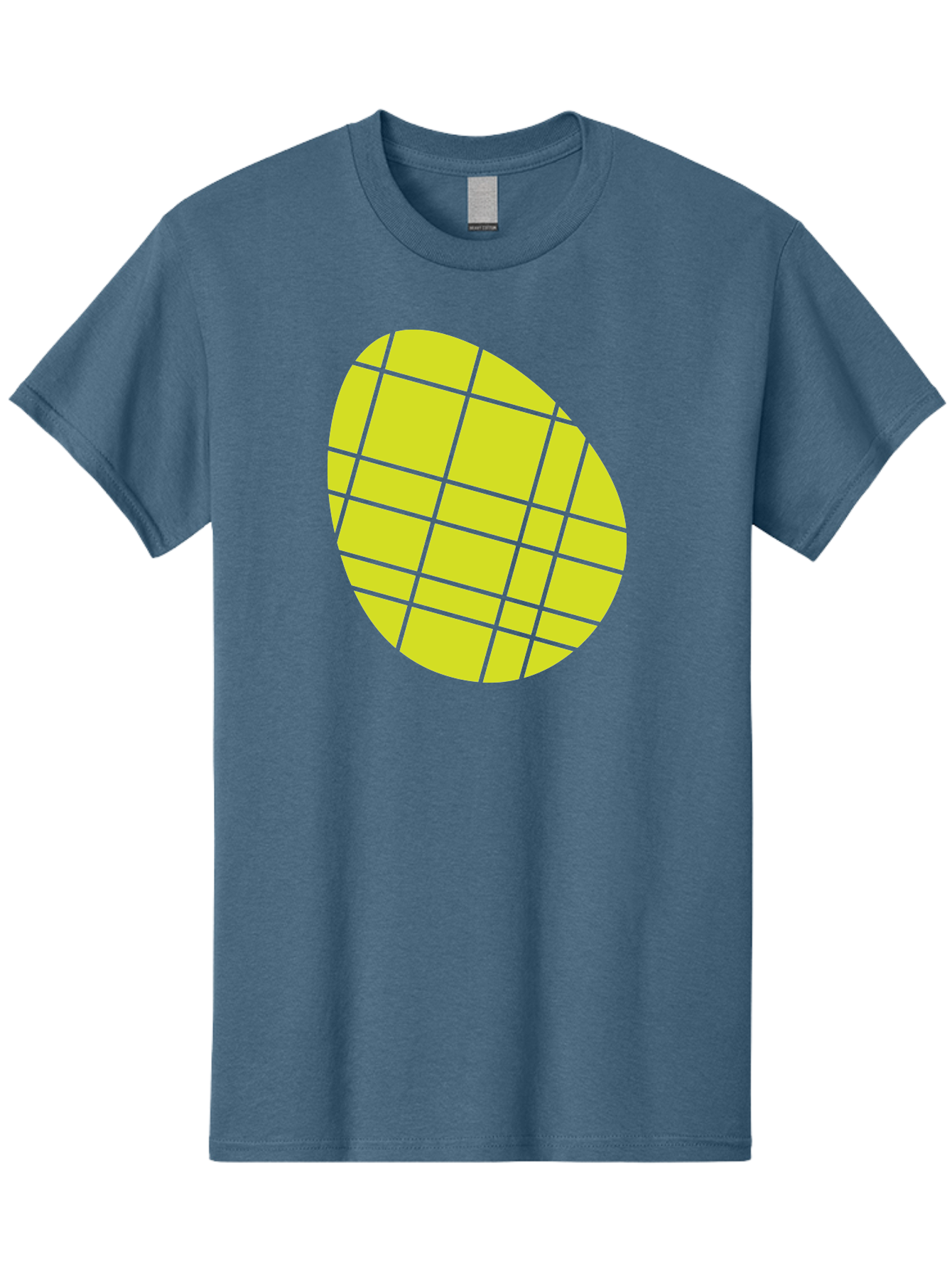 Yellow-Grid Men'S Graphic Tee, 100% Cotton, Comfortable Casual Summer Wear, Machine Washable, Yellow Circle, Grid Pattern, Geometric Shape, Modern Design, Abstract Art, Simple Graphics, Grid Lines, Vibrant Colors Aad326 27