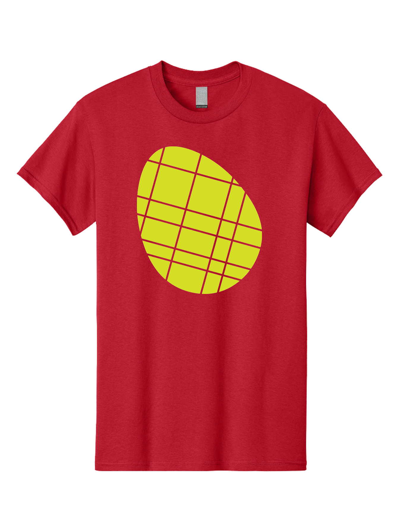 Yellow-Grid Men'S Graphic Tee, 100% Cotton, Comfortable Casual Summer Wear, Machine Washable, Yellow Circle, Grid Pattern, Geometric Shape, Modern Design, Abstract Art, Simple Graphics, Grid Lines, Vibrant Colors Aad326 9
