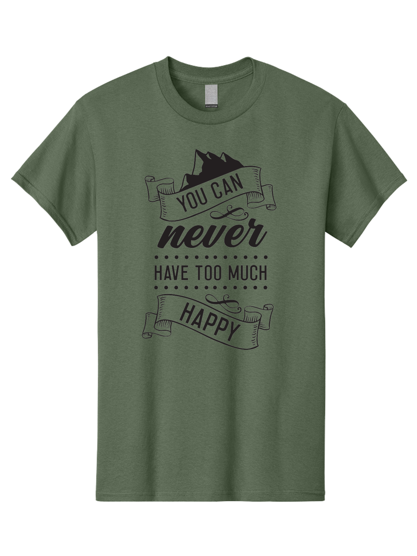 You-Can-Never-Have-Too-Much-Happy Men'S Graphic Tee, 100% Cotton, Comfortable Casual Summer Wear, Machine Washable, Motivational Quote, Happiness, Positivity, Inspirational Message, You Can Never Have Too Much Happy, Uplifting Words, Aad339 19