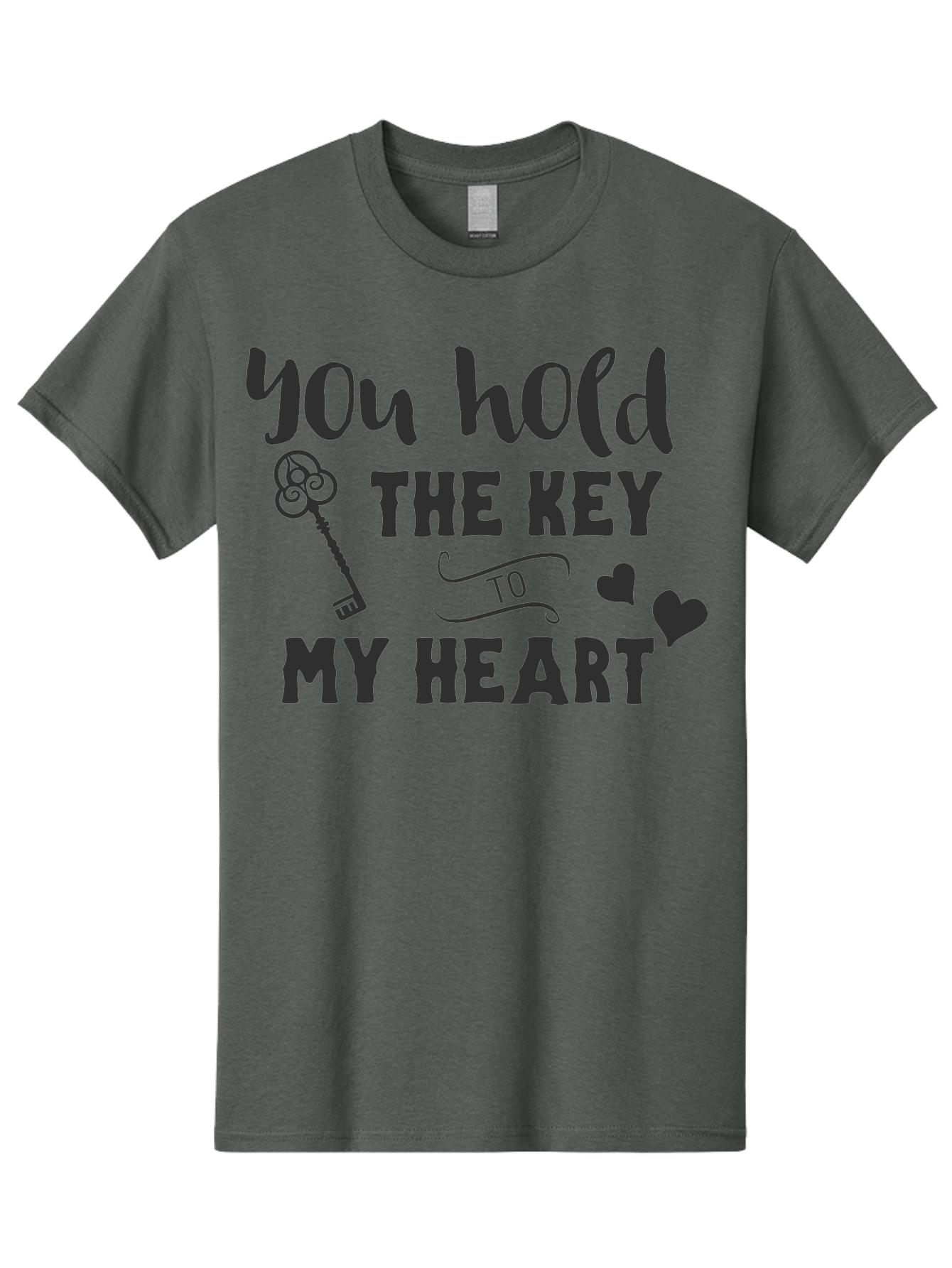 You-Hold-The-Key-To-My-Heart Men'S Graphic Tee, 100% Cotton, Comfortable Casual Summer Wear, Machine Washable, Romantic Quote, Love Message, Valentines Day Gift, Heartwarming Phrase, Couple Goals, Love Key, Heart Symbol, Decorative Hearts Aad342 1