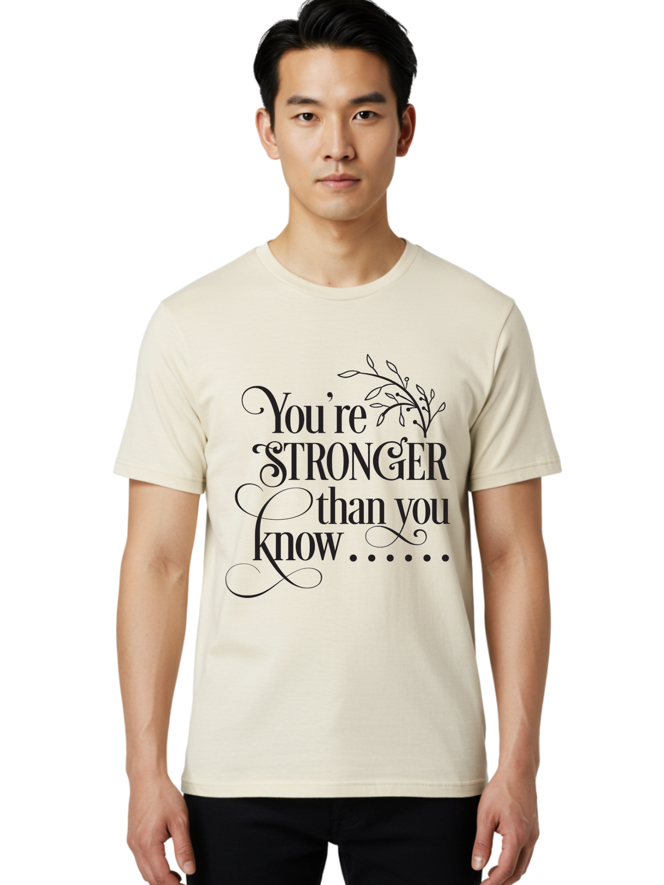 You-Re-Stronger-Than-You-Know Men'S Graphic Tee, 100% Cotton, Comfortable Casual Summer Wear, Machine Washable, Motivational Quote, Inspirational Message, Strength, Positivity, Empowerment, Encouragement, Inner Strength, Self-Improvement Aad347 14