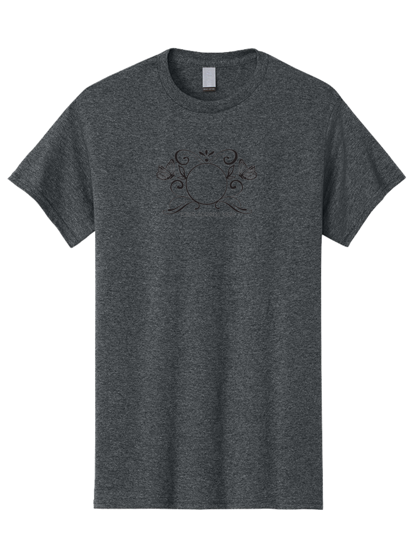 Your-Address-Here-1 Men'S Graphic Tee, 100% Cotton, Comfortable Casual Summer Wear, Machine Washable, Floral Design, Butterflies, Vintage Style, Decorative Elements, Elegant Graphics, Custom Label, Address Template, Invitation Card, Aad350 15