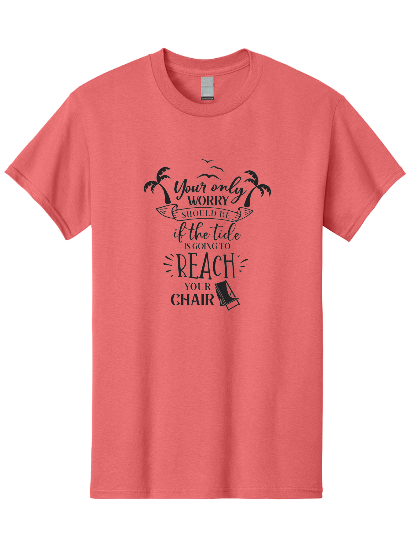 Your-Only-Worry Men'S Graphic Tee, 100% Cotton, Comfortable Casual Summer Wear, Machine Washable, Beach Quote, Beach Chair, Beach Vibes, Beach Life, Summer Fun, Coastal Living, Beach Scenery, Ocean Breeze, Seagulls, Palm Trees, Aad352 5
