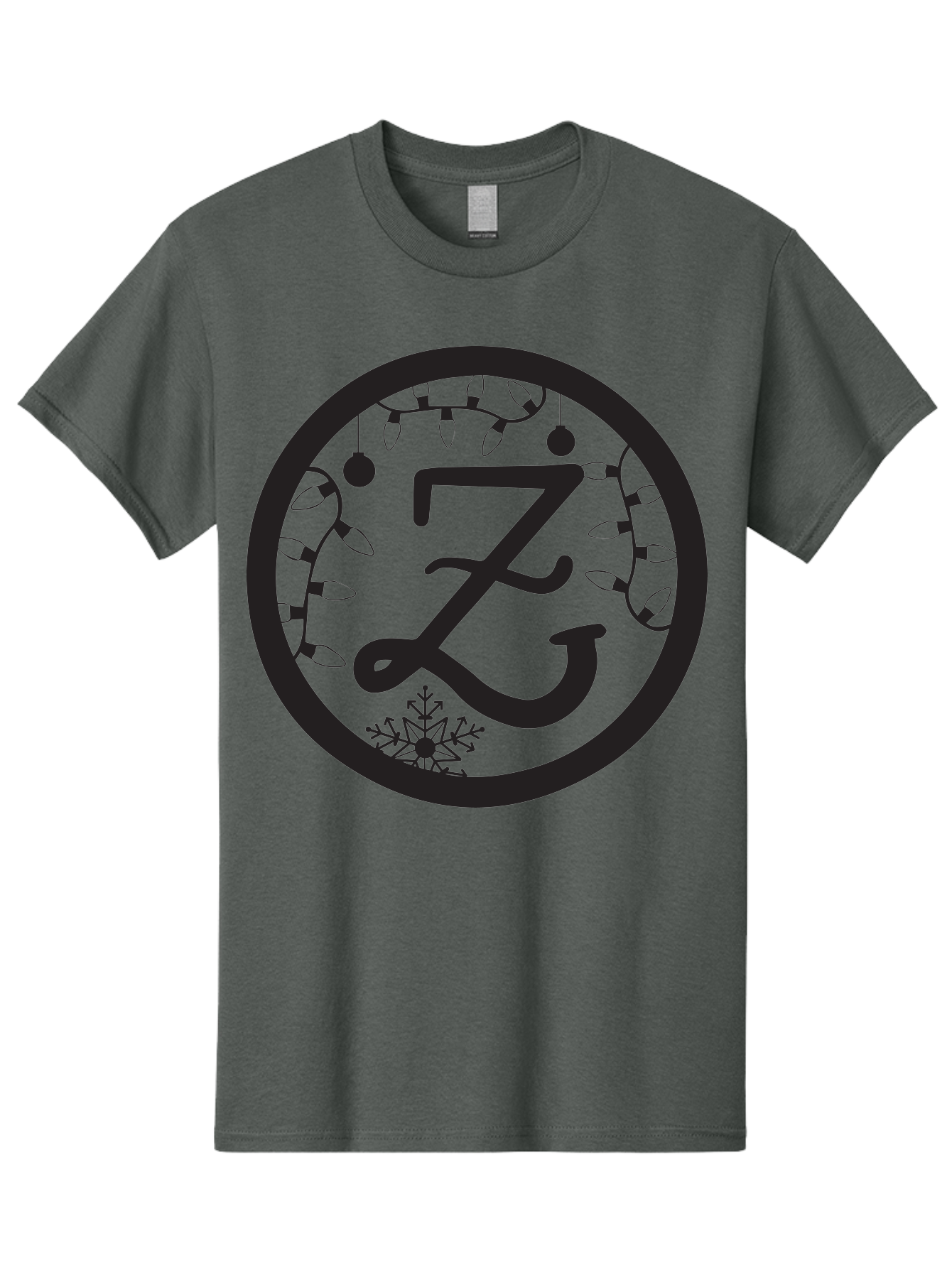 Z Men'S Graphic Tee, 100% Cotton, Comfortable Casual Summer Wear, Machine Washable, Christmas Lights, Holiday Decorations, Festive Atmosphere, Snowflake, Winter Wonderland, Seasonal Greetings, Letter Z, Decorative Typography Aad353 27
