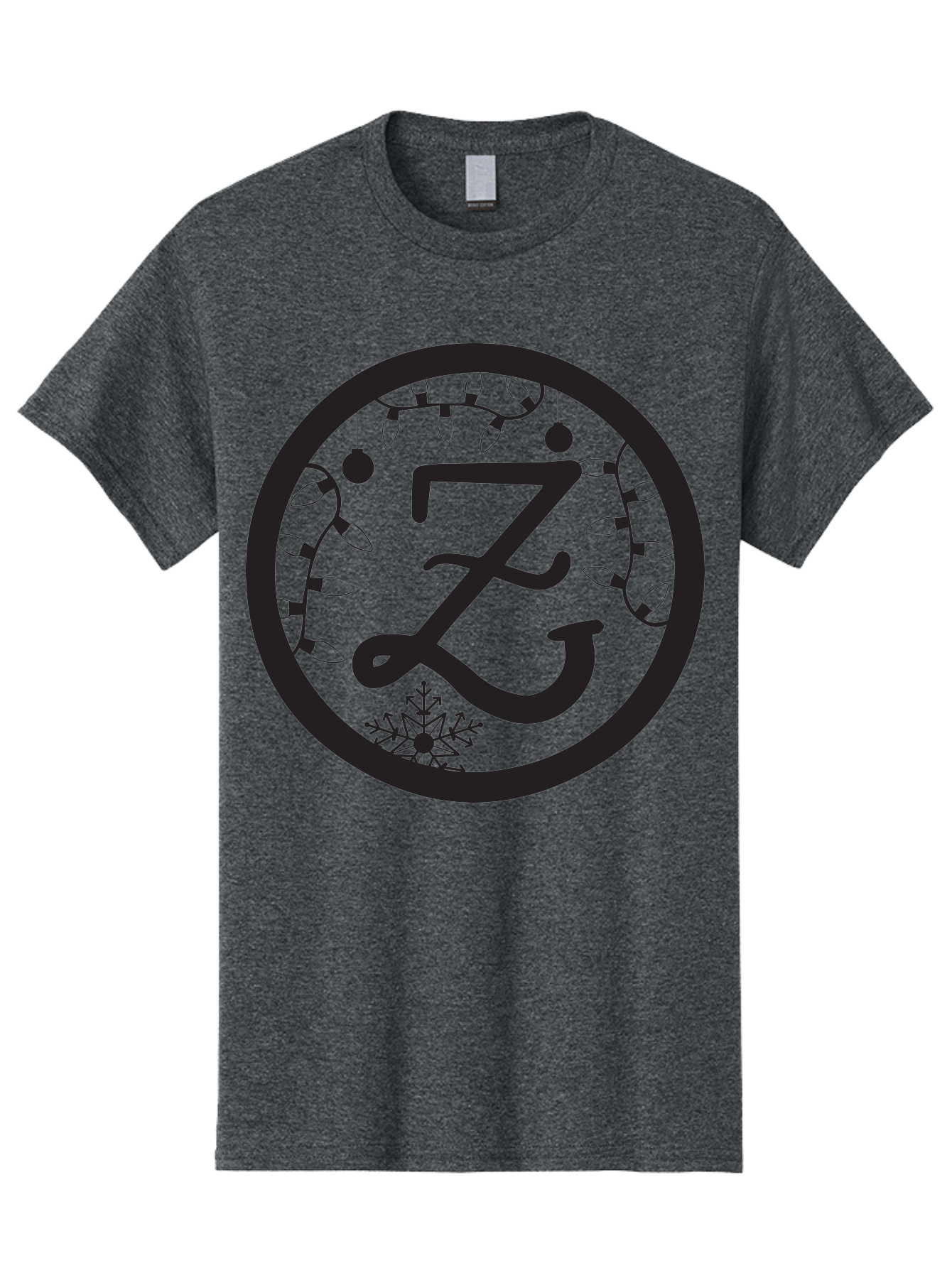 Z Men'S Graphic Tee, 100% Cotton, Comfortable Casual Summer Wear, Machine Washable, Christmas Lights, Holiday Decorations, Festive Atmosphere, Snowflake, Winter Wonderland, Seasonal Greetings, Letter Z, Decorative Typography Aad353 3