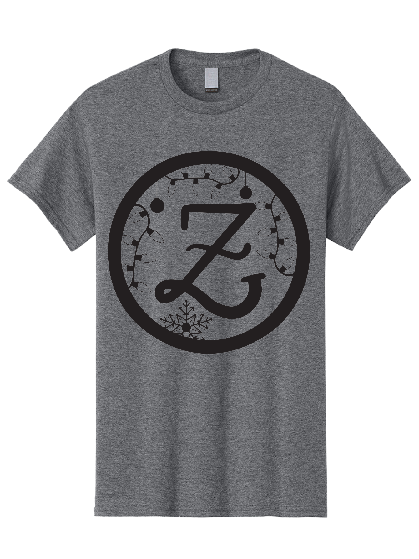 Z Men'S Graphic Tee, 100% Cotton, Comfortable Casual Summer Wear, Machine Washable, Christmas Lights, Holiday Decorations, Festive Atmosphere, Snowflake, Winter Wonderland, Seasonal Greetings, Letter Z, Decorative Typography Aad353 23