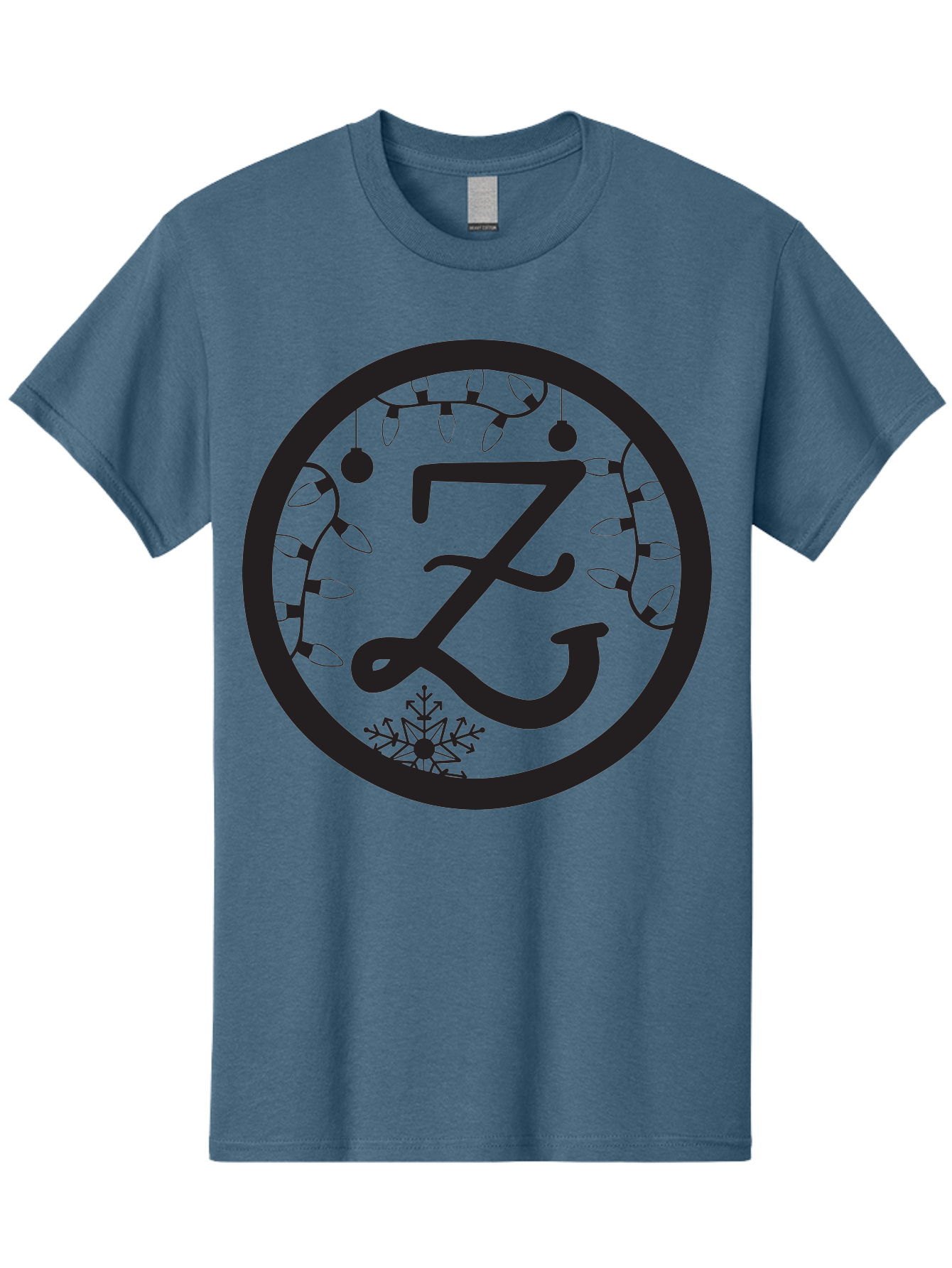 Z Men'S Graphic Tee, 100% Cotton, Comfortable Casual Summer Wear, Machine Washable, Christmas Lights, Holiday Decorations, Festive Atmosphere, Snowflake, Winter Wonderland, Seasonal Greetings, Letter Z, Decorative Typography Aad353 13