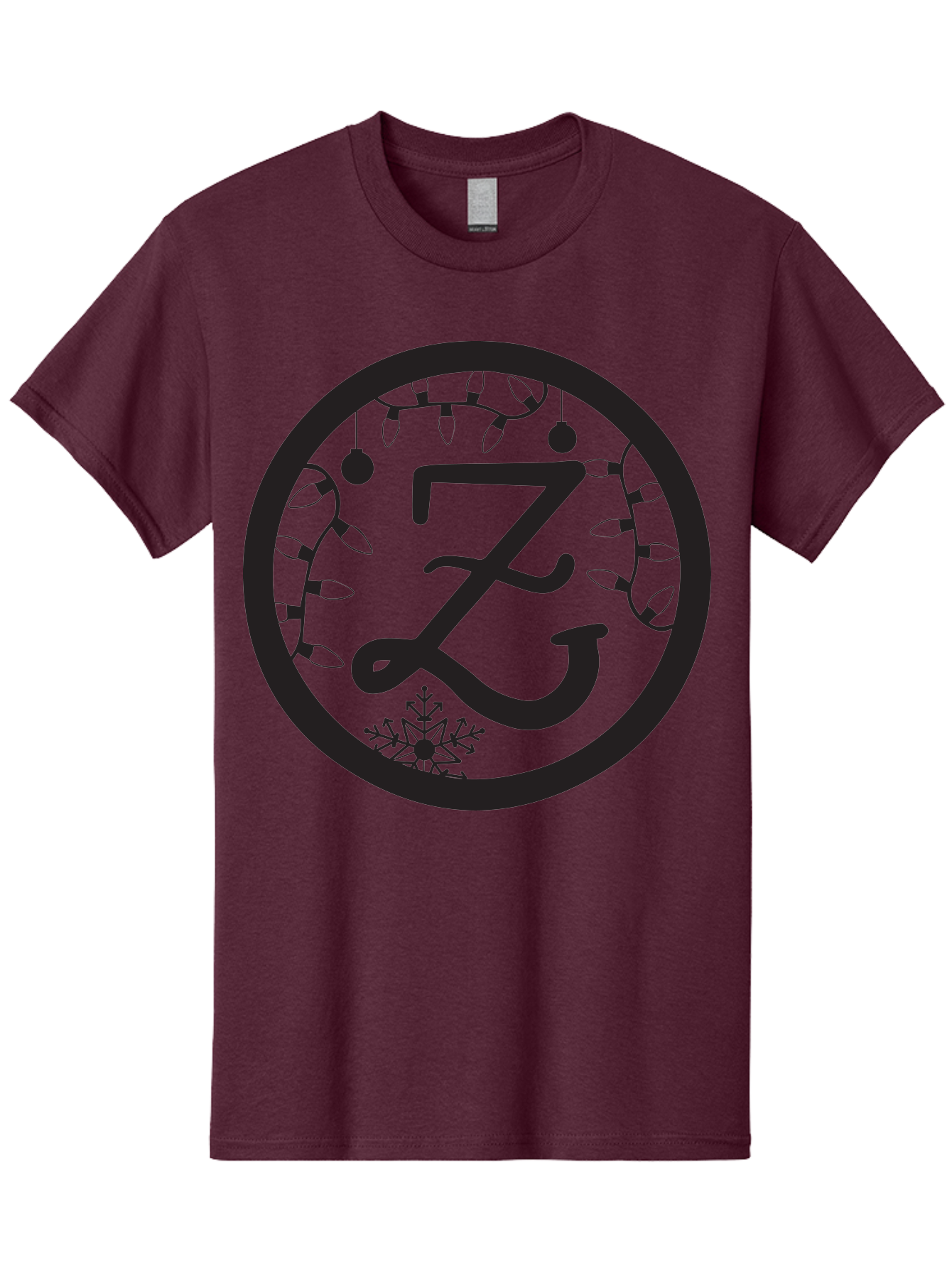 Z Men'S Graphic Tee, 100% Cotton, Comfortable Casual Summer Wear, Machine Washable, Christmas Lights, Holiday Decorations, Festive Atmosphere, Snowflake, Winter Wonderland, Seasonal Greetings, Letter Z, Decorative Typography Aad353 29