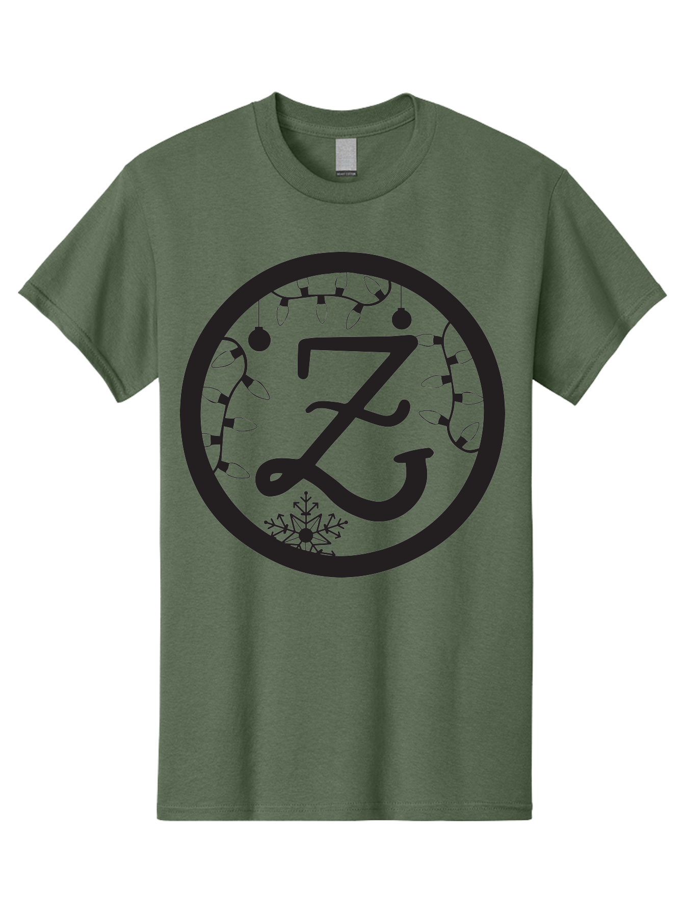 Z Men'S Graphic Tee, 100% Cotton, Comfortable Casual Summer Wear, Machine Washable, Christmas Lights, Holiday Decorations, Festive Atmosphere, Snowflake, Winter Wonderland, Seasonal Greetings, Letter Z, Decorative Typography Aad353 17