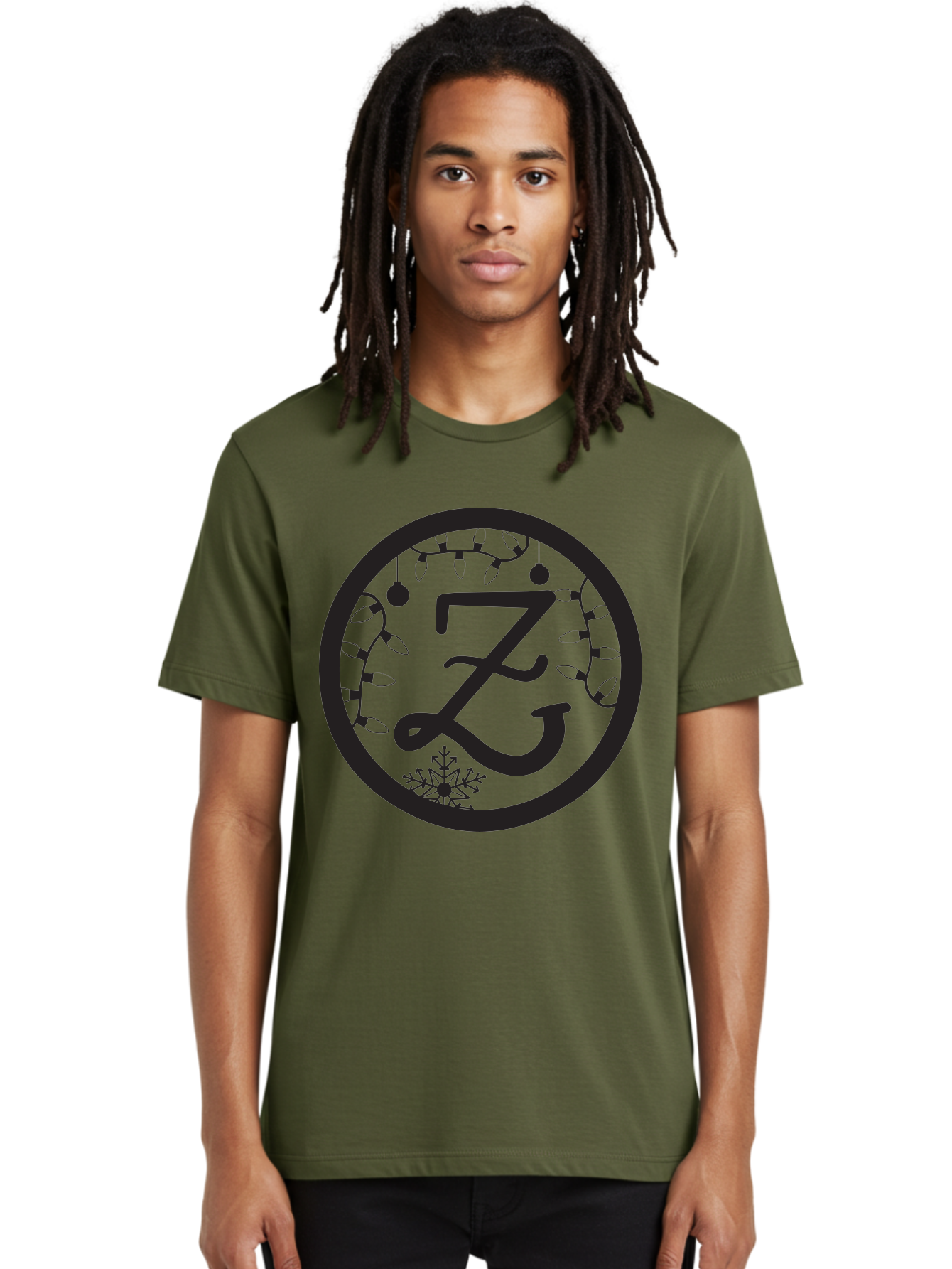 Z Men'S Graphic Tee, 100% Cotton, Comfortable Casual Summer Wear, Machine Washable, Christmas Lights, Holiday Decorations, Festive Atmosphere, Snowflake, Winter Wonderland, Seasonal Greetings, Letter Z, Decorative Typography Aad353 18