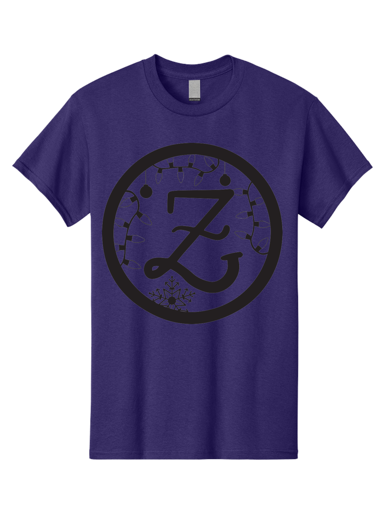 Z Men'S Graphic Tee, 100% Cotton, Comfortable Casual Summer Wear, Machine Washable, Christmas Lights, Holiday Decorations, Festive Atmosphere, Snowflake, Winter Wonderland, Seasonal Greetings, Letter Z, Decorative Typography Aad353 25