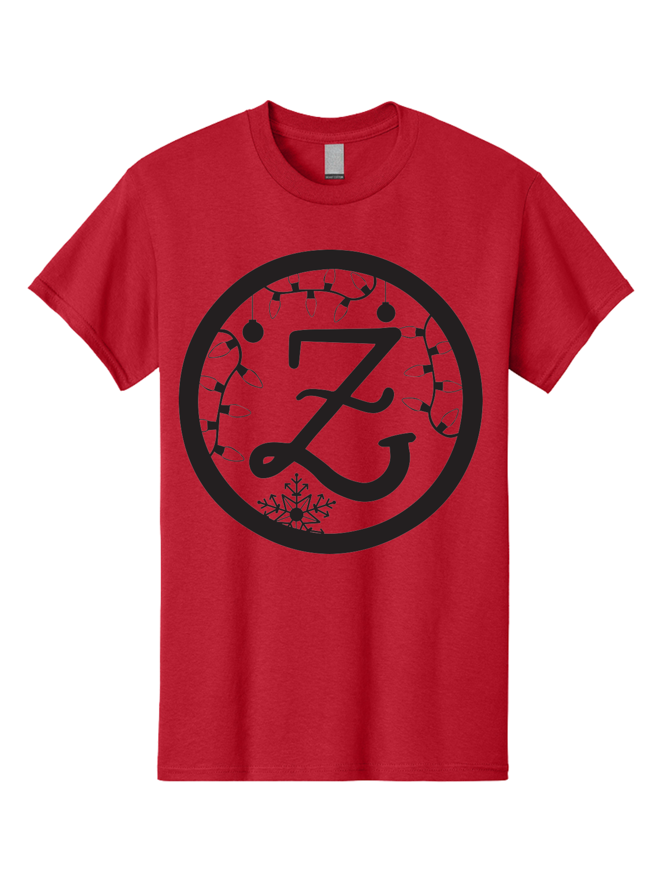 Z Men'S Graphic Tee, 100% Cotton, Comfortable Casual Summer Wear, Machine Washable, Christmas Lights, Holiday Decorations, Festive Atmosphere, Snowflake, Winter Wonderland, Seasonal Greetings, Letter Z, Decorative Typography Aad353 15