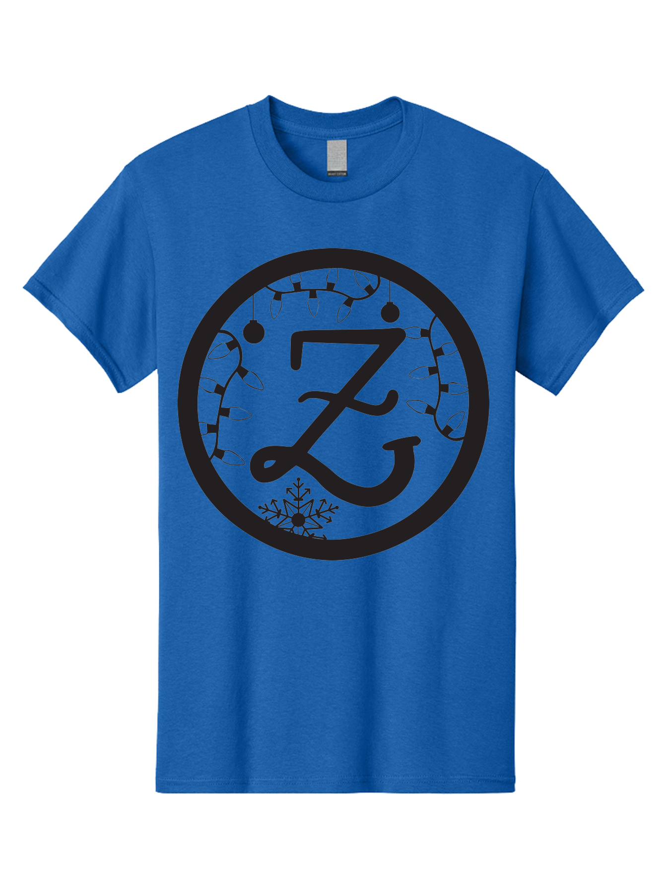 Z Men'S Graphic Tee, 100% Cotton, Comfortable Casual Summer Wear, Machine Washable, Christmas Lights, Holiday Decorations, Festive Atmosphere, Snowflake, Winter Wonderland, Seasonal Greetings, Letter Z, Decorative Typography Aad353 19