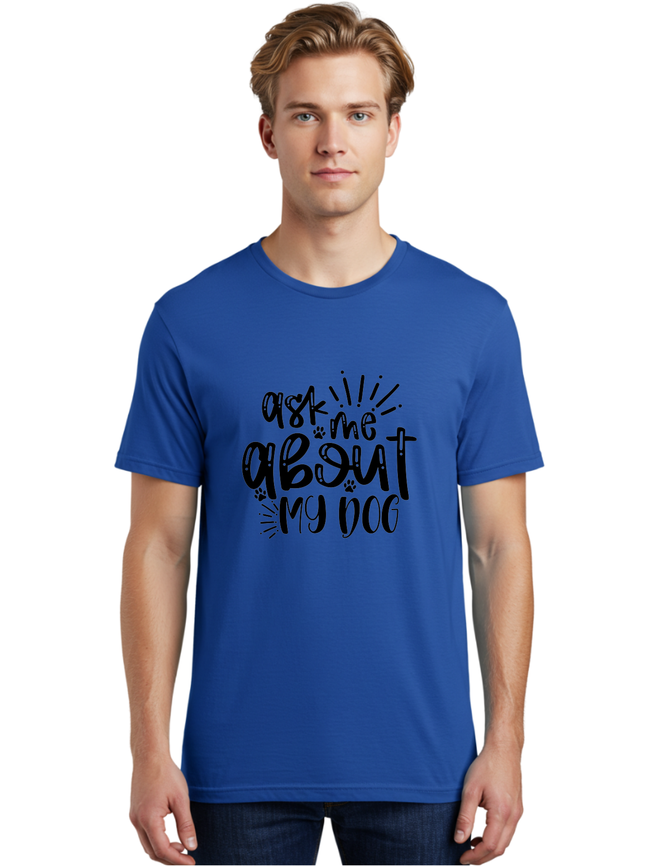 Ask-Me-About-My-Dog Men'S Graphic Tee, 100% Cotton, Comfortable Casual Summer Wear, Machine Washable, Dog Lover Quote, Pet Owner, Dog Mom, Dog Dad, Pet Parent, Dog Enthusiast, Paw Print, Funny Dog Saying, Dog Quote Aad357 24