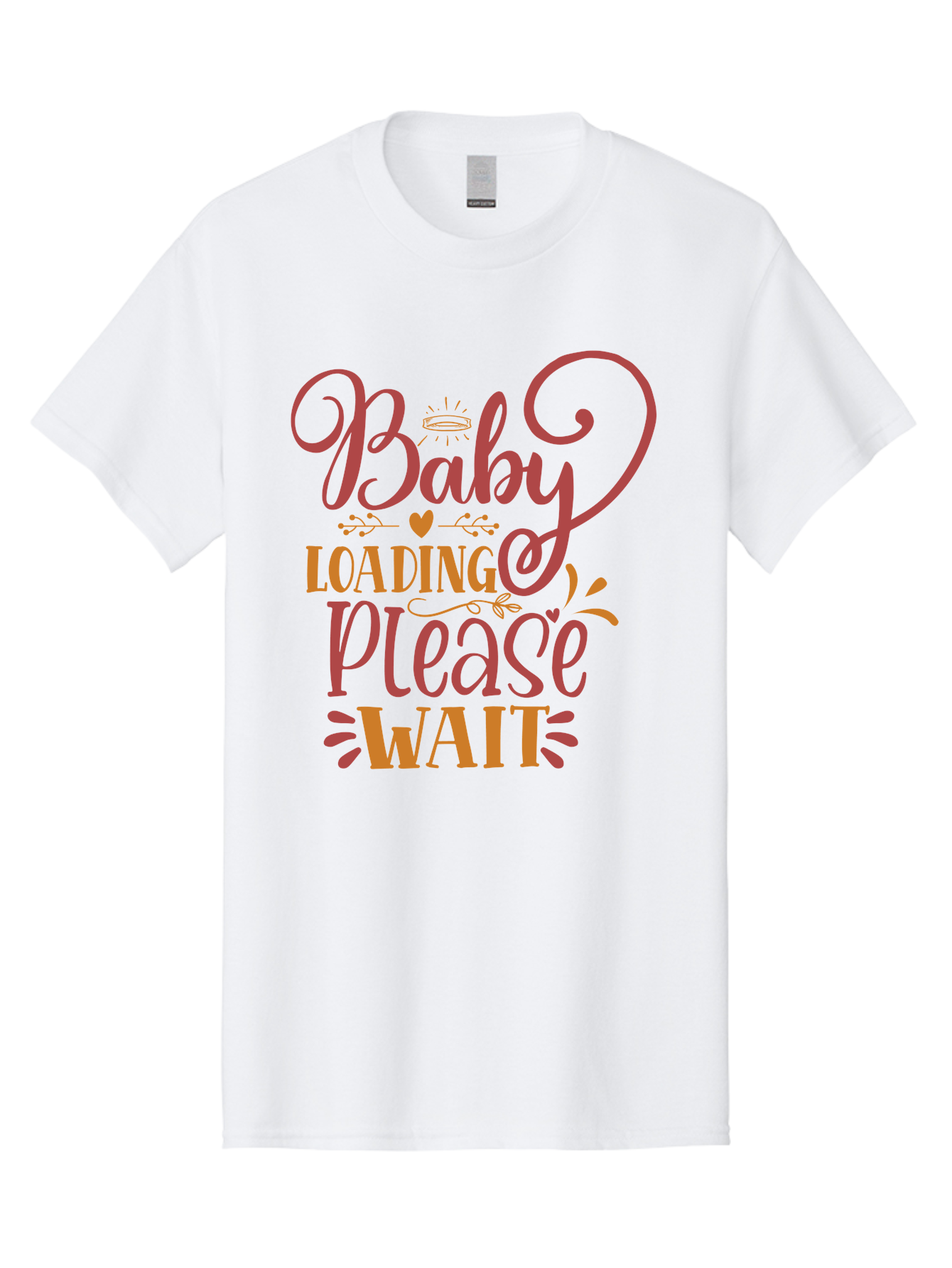 Baby-Loading-Please-Wait Men'S Graphic Tee, 100% Cotton, Comfortable Casual Summer Wear, Machine Washable, Baby Loading, Please Wait, Digital Art, Pregnancy Announcement, Pink Text, Whimsical Design, Orange Accents, Gender Reveal, Aad358 23