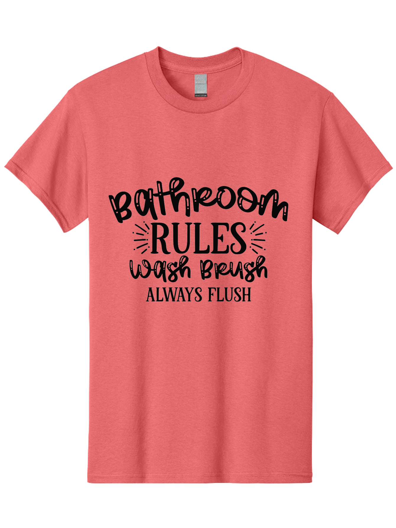 Bathroom-Rules Men'S Graphic Tee, 100% Cotton, Comfortable Casual Summer Wear, Machine Washable, Bathroom Etiquette, Bathroom Rules, Wash Brush, Always Flush, Bathroom Hygiene, Toilet Rules, Handwashing Reminders Aad360 29