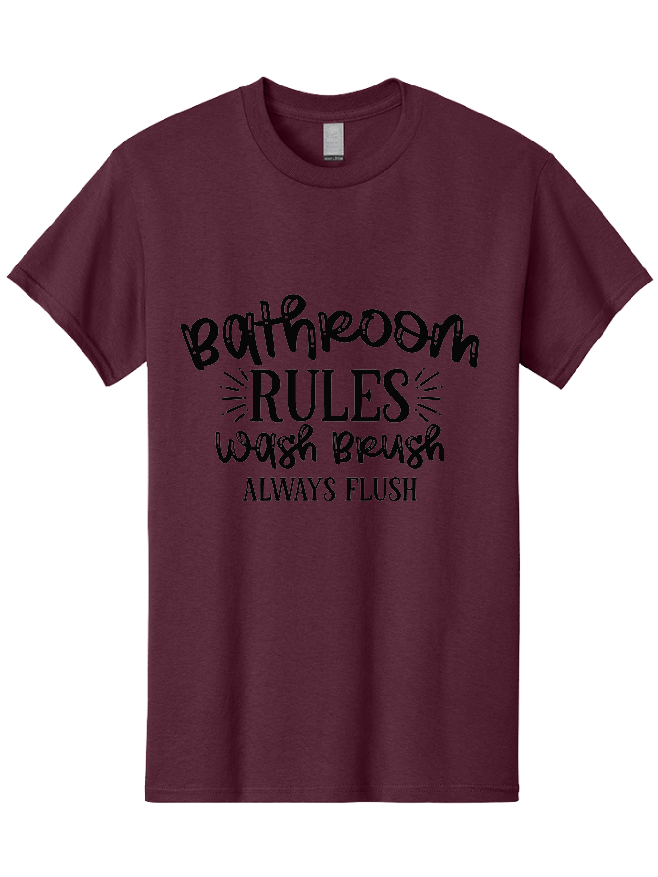 Bathroom-Rules Men'S Graphic Tee, 100% Cotton, Comfortable Casual Summer Wear, Machine Washable, Bathroom Etiquette, Bathroom Rules, Wash Brush, Always Flush, Bathroom Hygiene, Toilet Rules, Handwashing Reminders Aad360 21