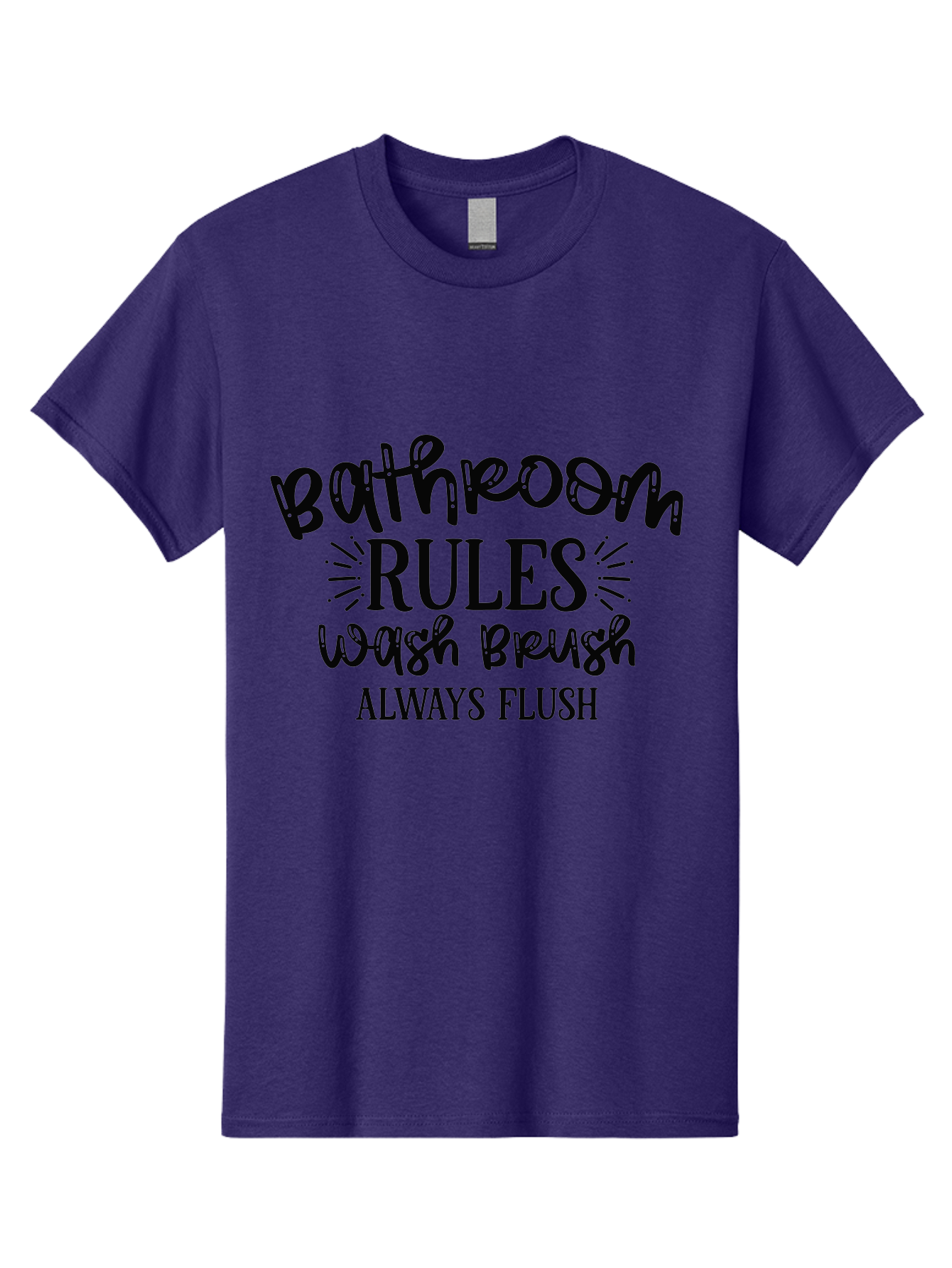 Bathroom-Rules Men'S Graphic Tee, 100% Cotton, Comfortable Casual Summer Wear, Machine Washable, Bathroom Etiquette, Bathroom Rules, Wash Brush, Always Flush, Bathroom Hygiene, Toilet Rules, Handwashing Reminders Aad360 15