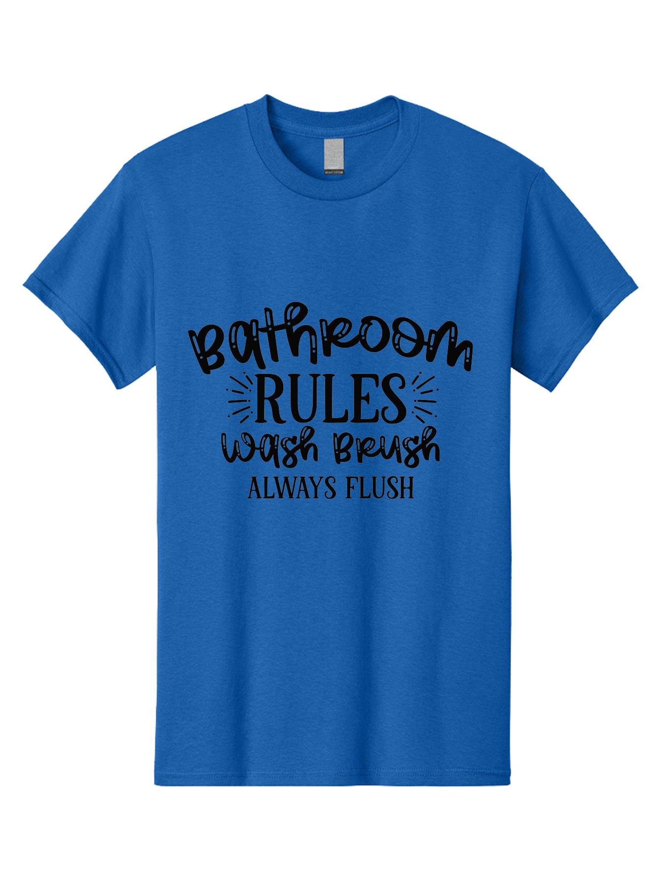 Bathroom-Rules Men'S Graphic Tee, 100% Cotton, Comfortable Casual Summer Wear, Machine Washable, Bathroom Etiquette, Bathroom Rules, Wash Brush, Always Flush, Bathroom Hygiene, Toilet Rules, Handwashing Reminders Aad360 25