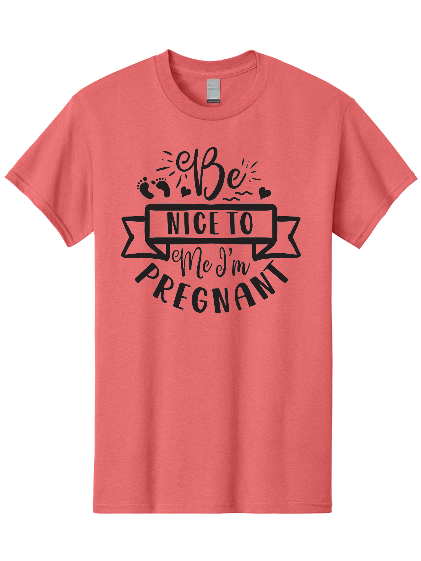 Be-Nice-To-Me-I-M-Pregnant Men'S Graphic Tee, 100% Cotton, Comfortable Casual Summer Wear, Machine Washable, Pregnancy Announcement, Cute Baby Bump, Expecting Mother, Baby On Board, Pregnancy Reveal, Baby Feet, Heartwarming Message, Aad361 25