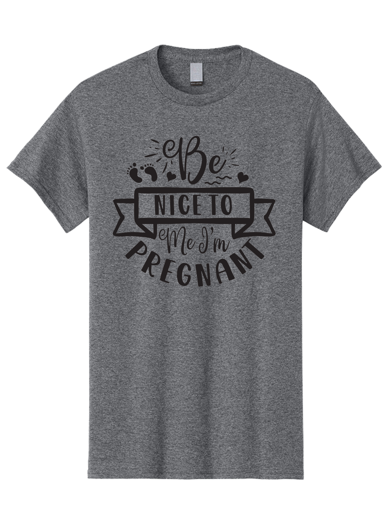 Be-Nice-To-Me-I-M-Pregnant Men'S Graphic Tee, 100% Cotton, Comfortable Casual Summer Wear, Machine Washable, Pregnancy Announcement, Cute Baby Bump, Expecting Mother, Baby On Board, Pregnancy Reveal, Baby Feet, Heartwarming Message, Aad361 21