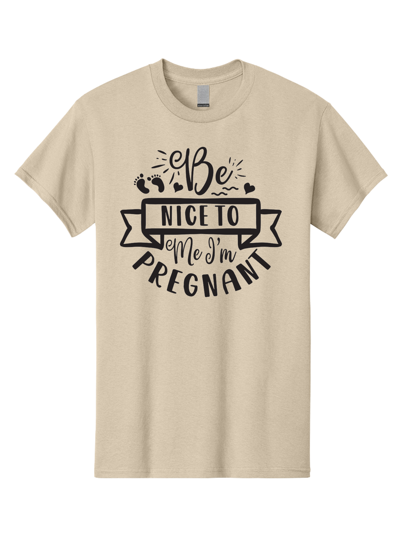 Be-Nice-To-Me-I-M-Pregnant Men'S Graphic Tee, 100% Cotton, Comfortable Casual Summer Wear, Machine Washable, Pregnancy Announcement, Cute Baby Bump, Expecting Mother, Baby On Board, Pregnancy Reveal, Baby Feet, Heartwarming Message, Aad361 19