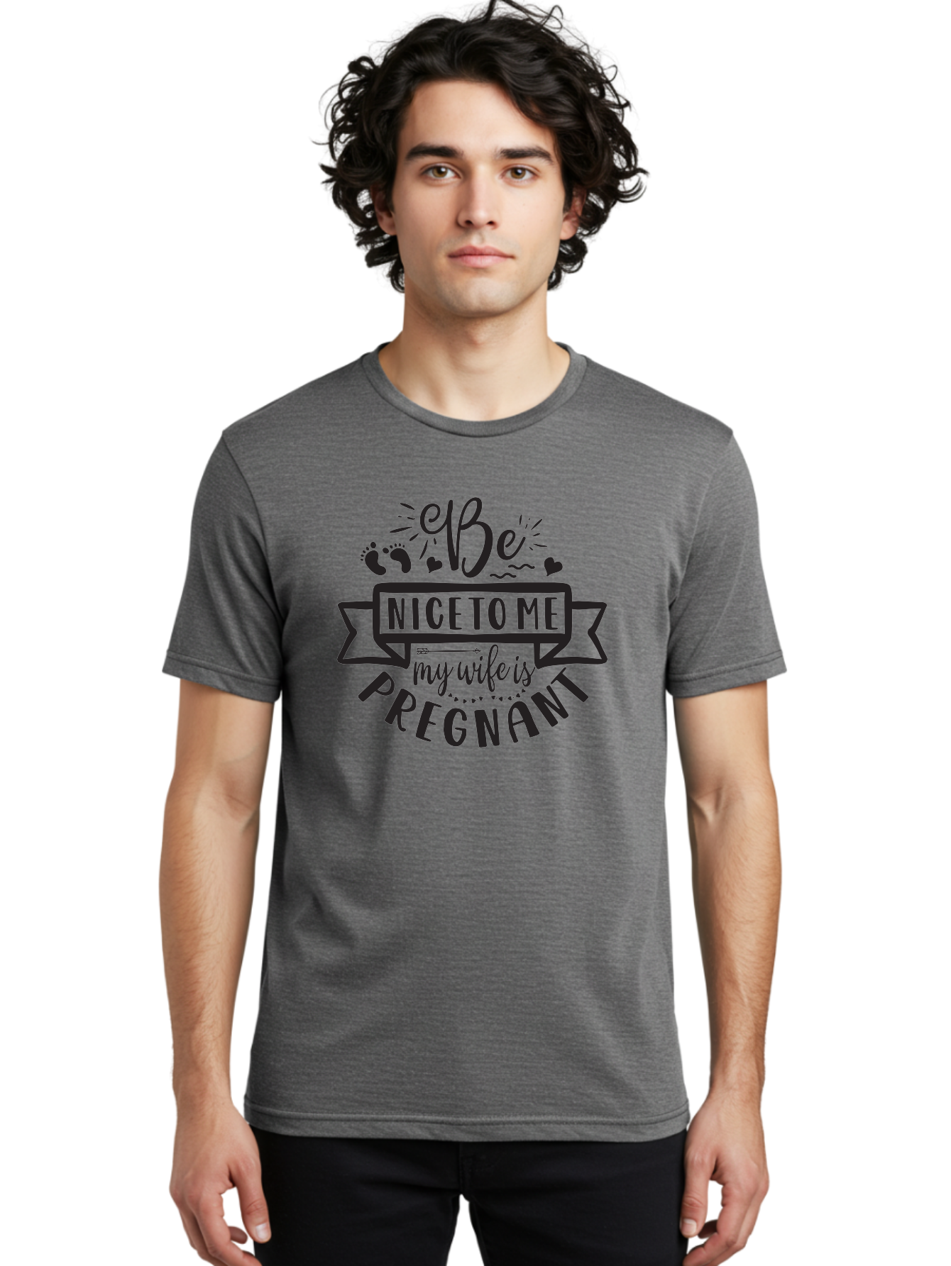 Be-Nice-To-Me-My-Wife-Is-Pregnant Men'S Graphic Tee, 100% Cotton, Comfortable Casual Summer Wear, Machine Washable, Pregnancy Announcement, Expectant Mother, Baby On The Way, Husband Humor, Cute Design, Funny T-Shirt, Pregnancy Reveal, Aad362 4