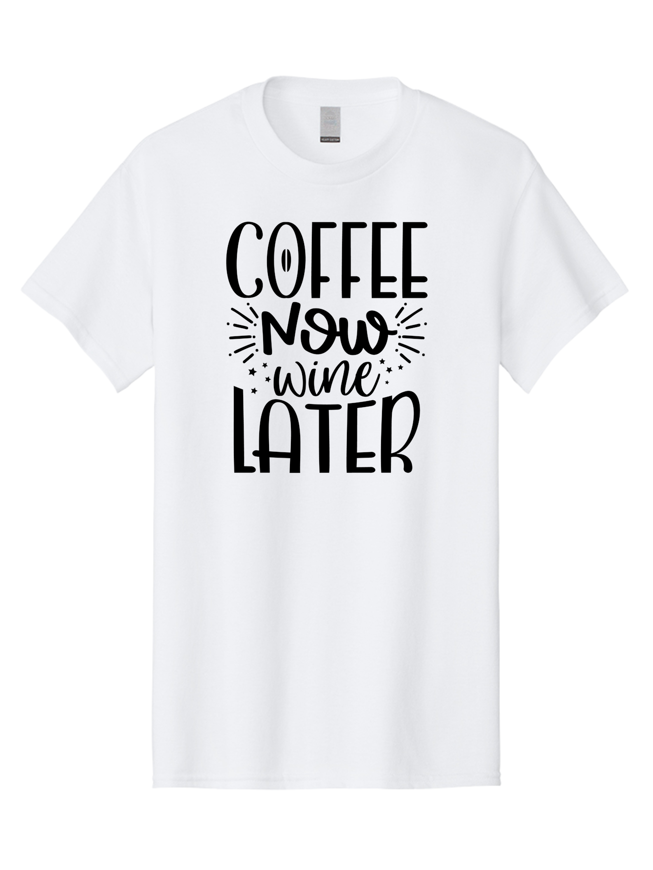 Coffee-Now-Wine-Later Men'S Graphic Tee, 100% Cotton, Comfortable Casual Summer Wear, Machine Washable, Coffee And Wine Quote, Coffee Lover, Wine Enthusiast, Motivational Phrase, Fun Design, Coffee Now Wine Later, Typography Art, Aad374 17