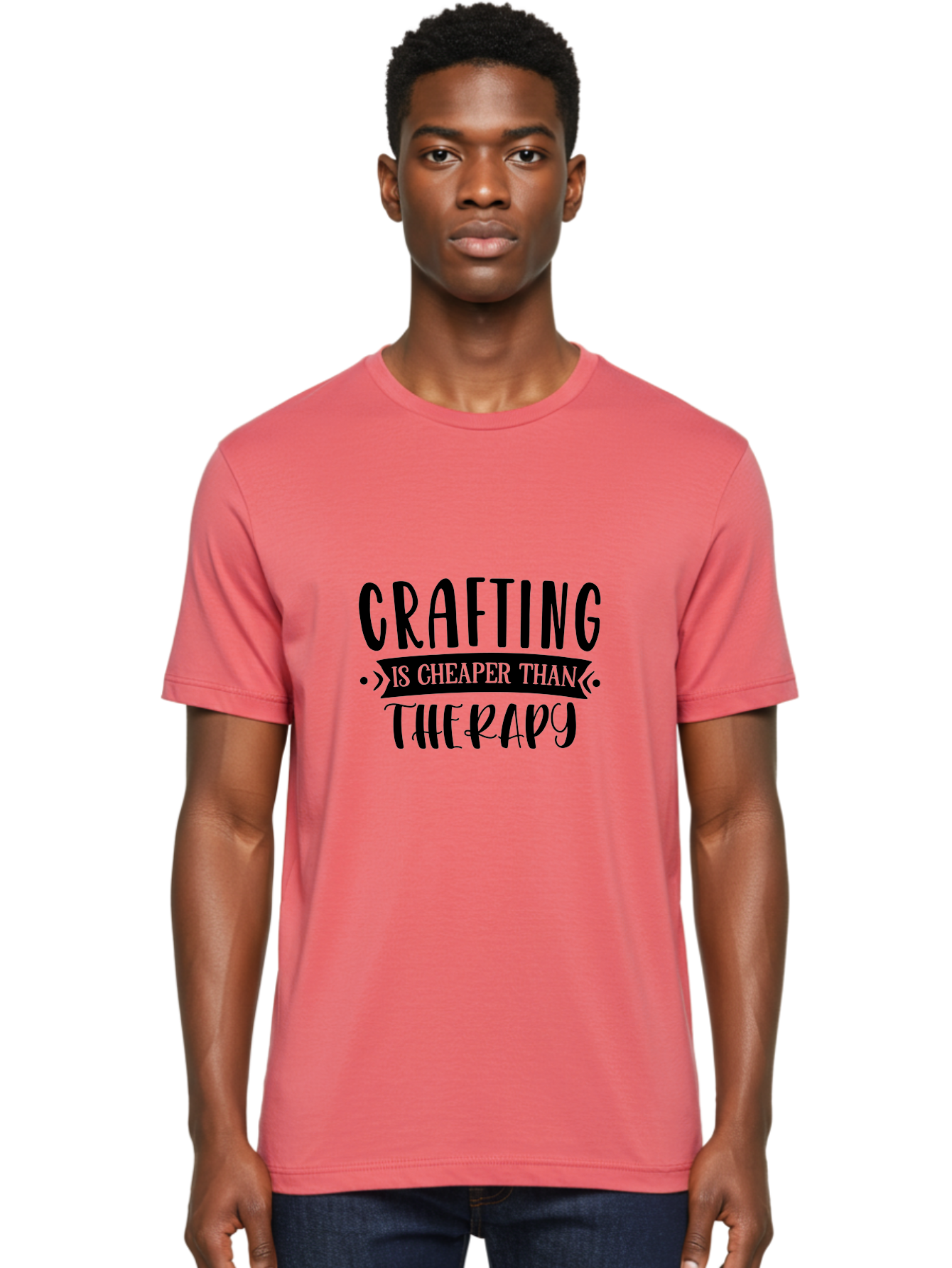 Crafting-Is-Cheaper-Than-Therapy Men'S Graphic Tee, 100% Cotton, Comfortable Casual Summer Wear, Machine Washable, Crafting Quotes, Therapy Alternatives, Creative Hobbies, Diy Inspiration, Handmade Crafts, Mental Health, Crafting Community, Aad376 20