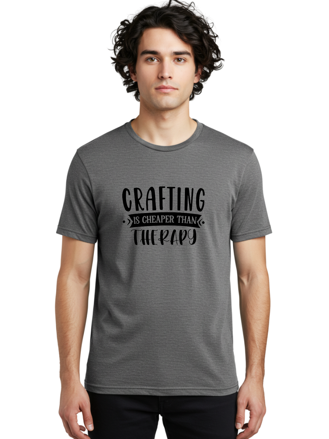 Crafting-Is-Cheaper-Than-Therapy Men'S Graphic Tee, 100% Cotton, Comfortable Casual Summer Wear, Machine Washable, Crafting Quotes, Therapy Alternatives, Creative Hobbies, Diy Inspiration, Handmade Crafts, Mental Health, Crafting Community, Aad376 30
