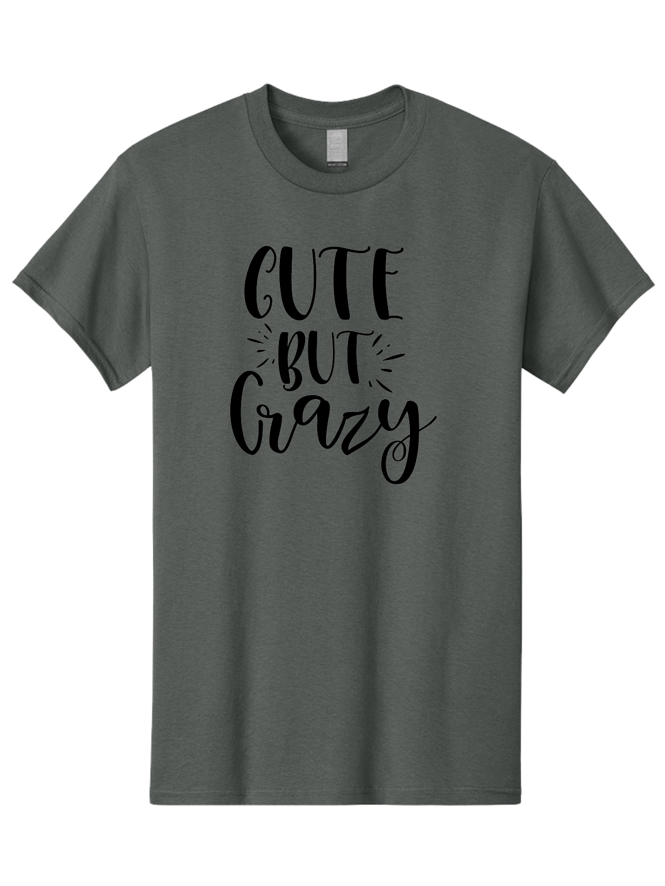Cute-But-Crazy Men'S Graphic Tee, 100% Cotton, Comfortable Casual Summer Wear, Machine Washable, Funny Quote, Cute But Crazy, Quirky Phrase, Humorous Saying, Playful Font, Inspirational Quote, Motivational Words, Bold Typography Aad379 7