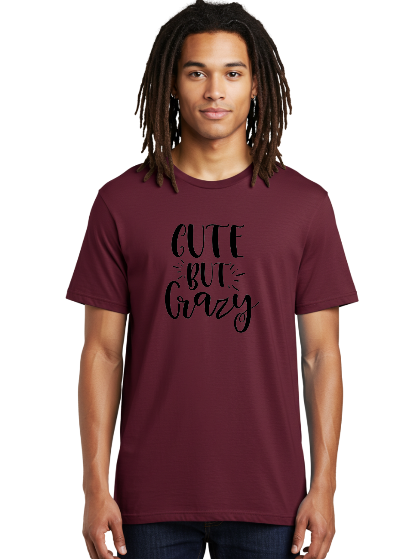 Cute-But-Crazy Men'S Graphic Tee, 100% Cotton, Comfortable Casual Summer Wear, Machine Washable, Funny Quote, Cute But Crazy, Quirky Phrase, Humorous Saying, Playful Font, Inspirational Quote, Motivational Words, Bold Typography Aad379 20