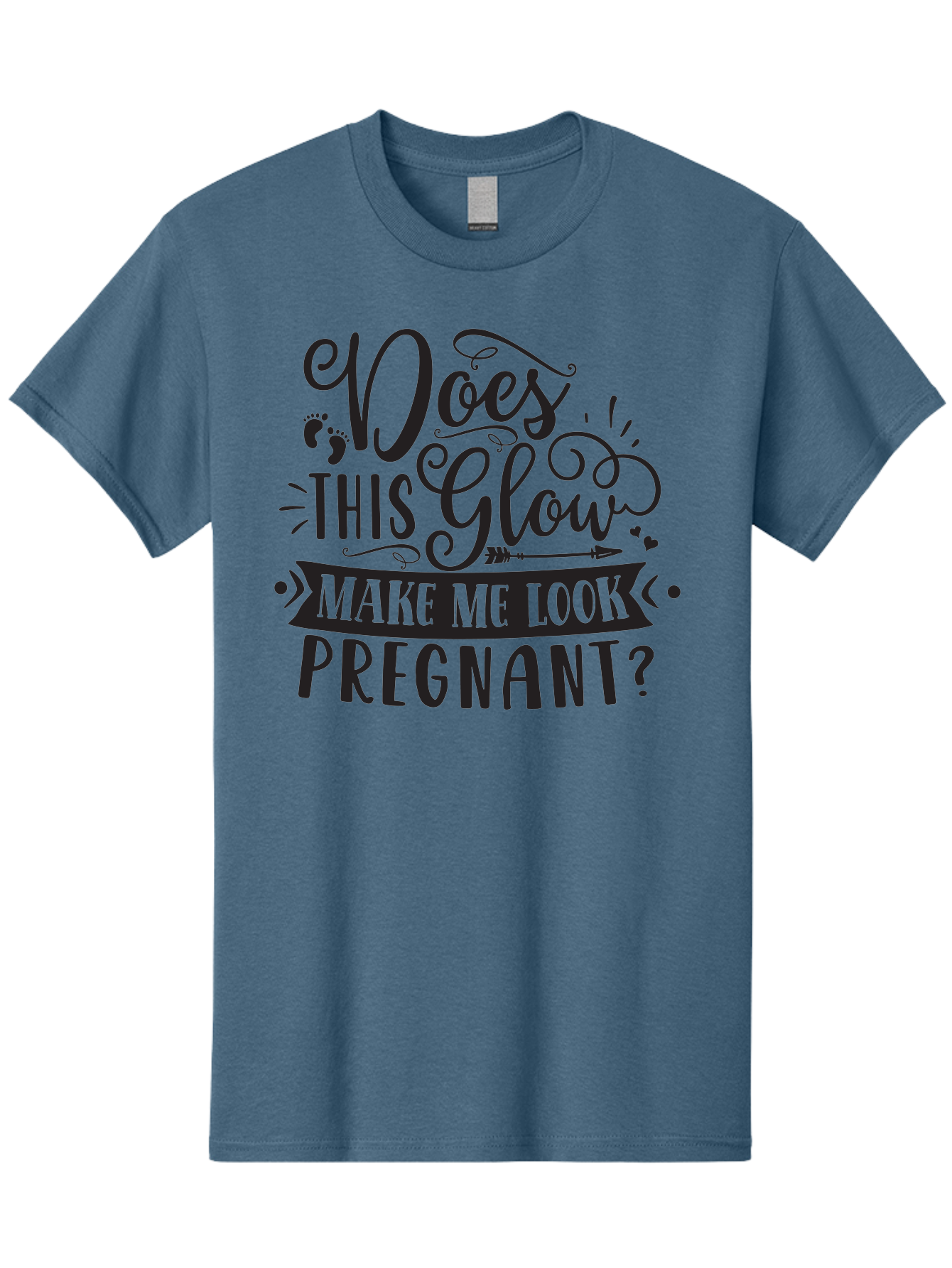 Does-This-Glow-Make-Me-Look-Pregnant Men'S Graphic Tee, 100% Cotton, Comfortable Casual Summer Wear, Machine Washable, Funny Pregnancy Quote, Humorous Saying, Whimsical Typography, Pregnancy Glow, Cute Design, Playful Text, Baby Feet Aad382 25