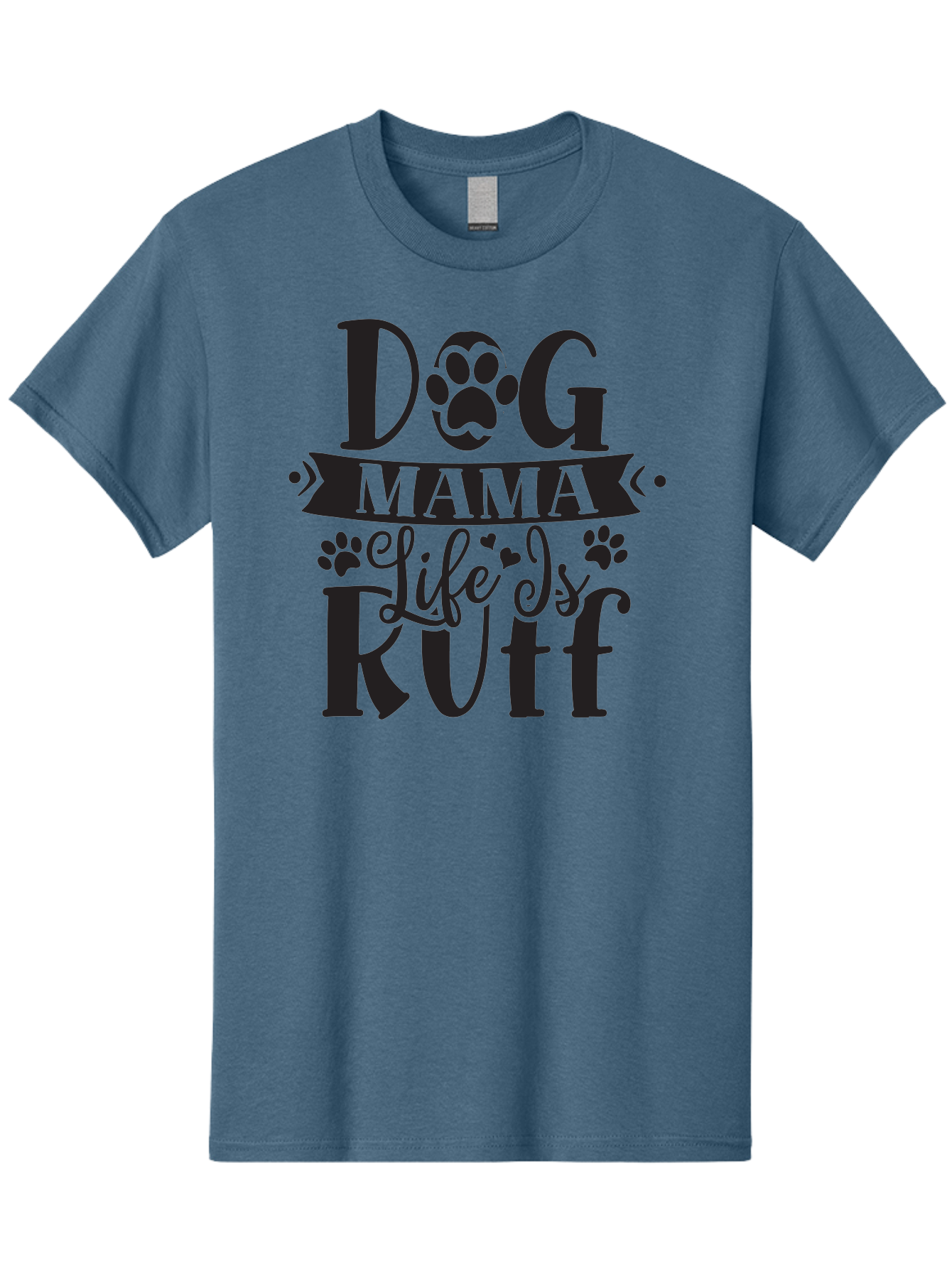 Dog-Mama-Life-Is-Rutf Men'S Graphic Tee, 100% Cotton, Comfortable Casual Summer Wear, Machine Washable, Dog Mama, Dog Mom, Dog Lover, Dog Quote, Dog Life, Dog Phrase, Paw Print, Dog Text, Ruff Life, Dog Mama Life, Dog Love Aad384 3