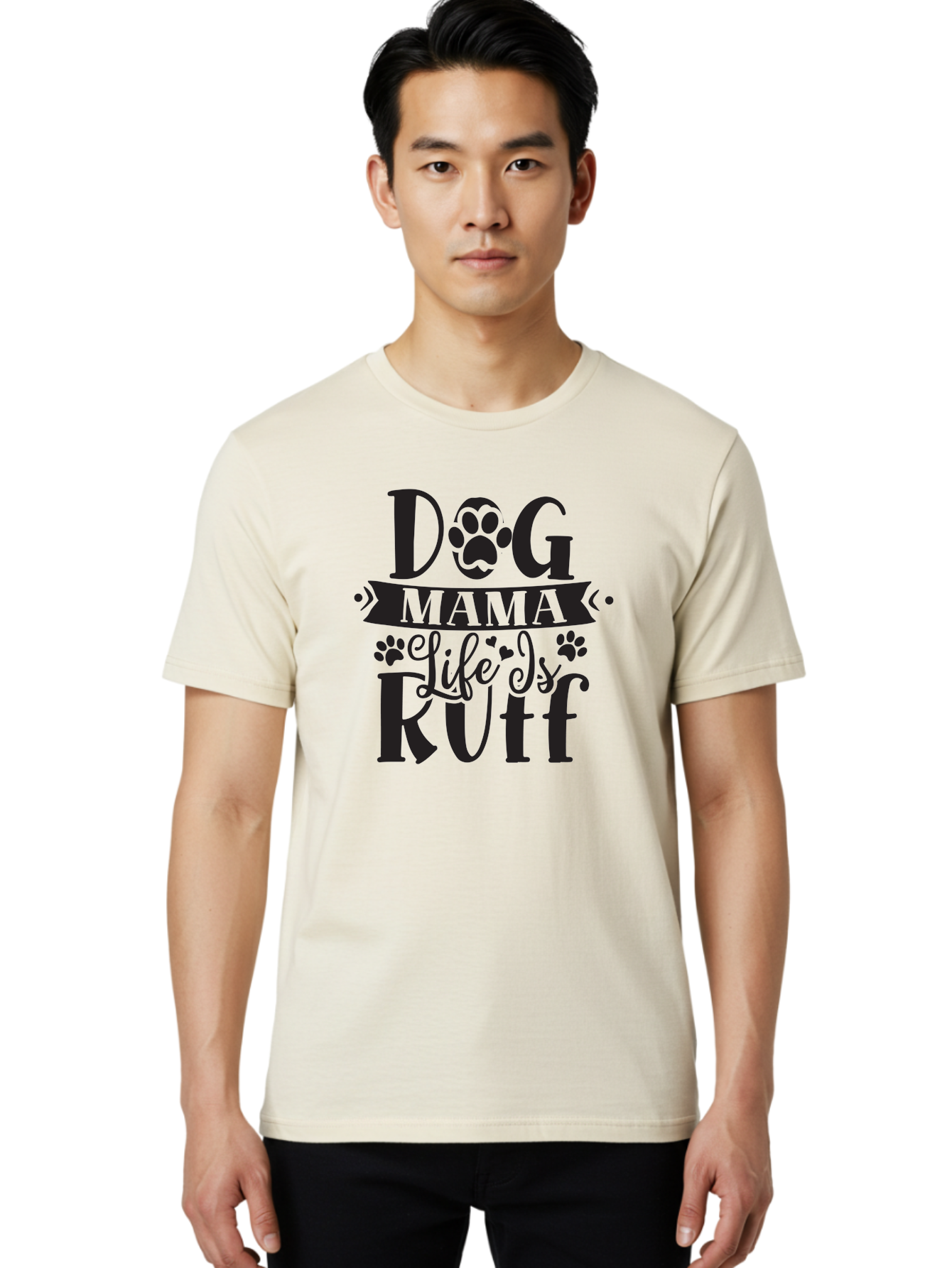 Dog-Mama-Life-Is-Rutf Men'S Graphic Tee, 100% Cotton, Comfortable Casual Summer Wear, Machine Washable, Dog Mama, Dog Mom, Dog Lover, Dog Quote, Dog Life, Dog Phrase, Paw Print, Dog Text, Ruff Life, Dog Mama Life, Dog Love Aad384 14