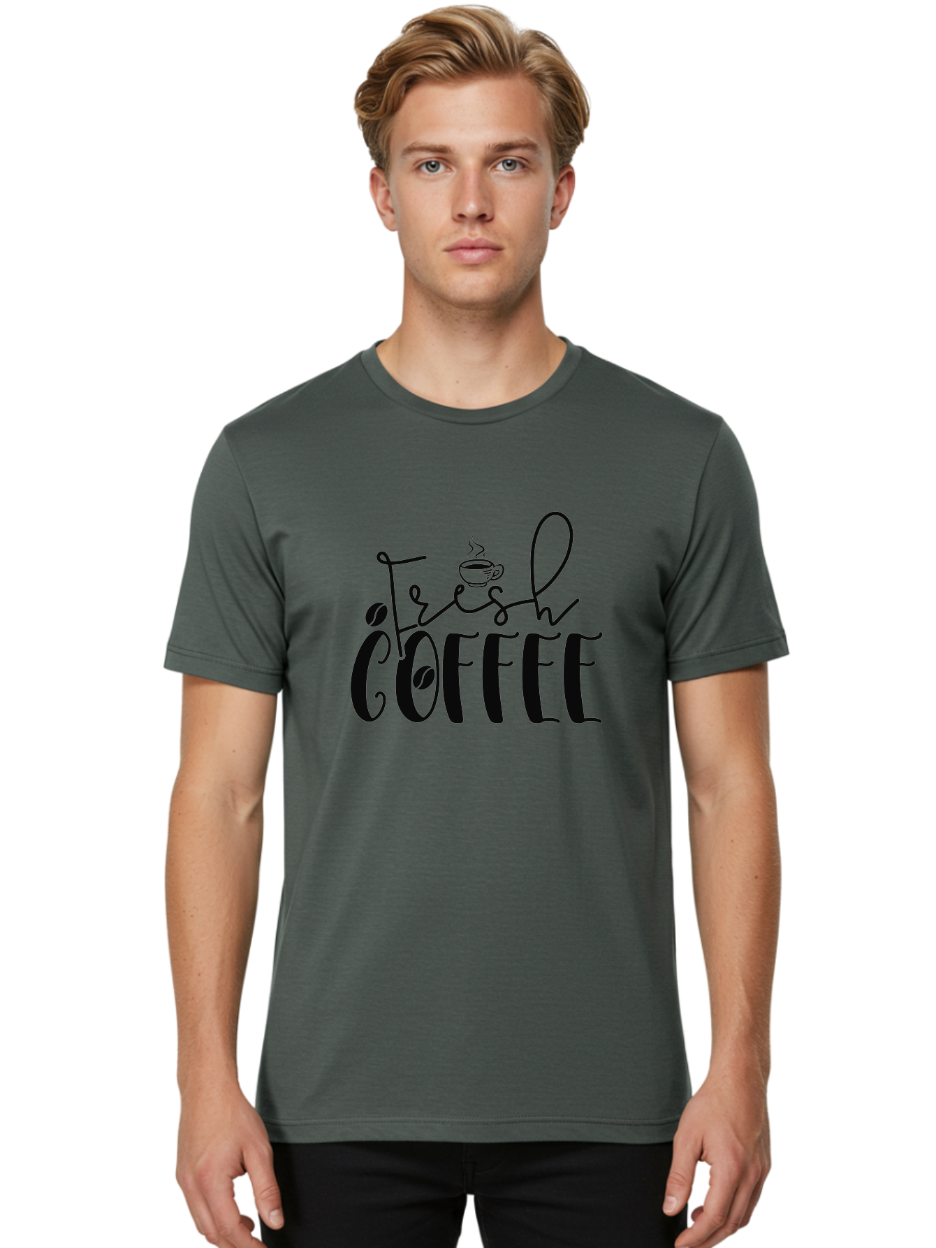 Fresh-Coffee Men'S Graphic Tee, 100% Cotton, Comfortable Casual Summer Wear, Machine Washable, Fresh Coffee, Coffee Beans, Steaming Hot Coffee, Morning Coffee, Coffee Lover, Coffee Shop Sign, Coffee Advertisement, Gourmet Coffee, Aad399 22