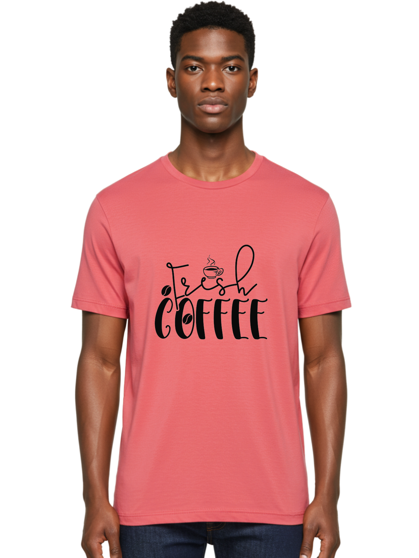 Fresh-Coffee Men'S Graphic Tee, 100% Cotton, Comfortable Casual Summer Wear, Machine Washable, Fresh Coffee, Coffee Beans, Steaming Hot Coffee, Morning Coffee, Coffee Lover, Coffee Shop Sign, Coffee Advertisement, Gourmet Coffee, Aad399 30
