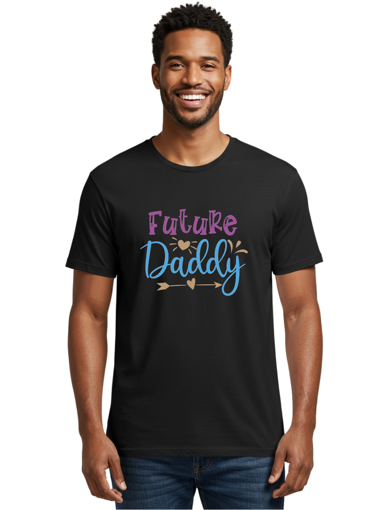 Future-Daddy Men'S Graphic Tee, 100% Cotton, Comfortable Casual Summer Wear, Machine Washable, Future Daddy, Daddy To Be, Baby On Board, Expecting Father, New Dad, Fatherhood, Baby Announcement, Heartwarming Design, Arrow And Heart Symbol, Aad402 10
