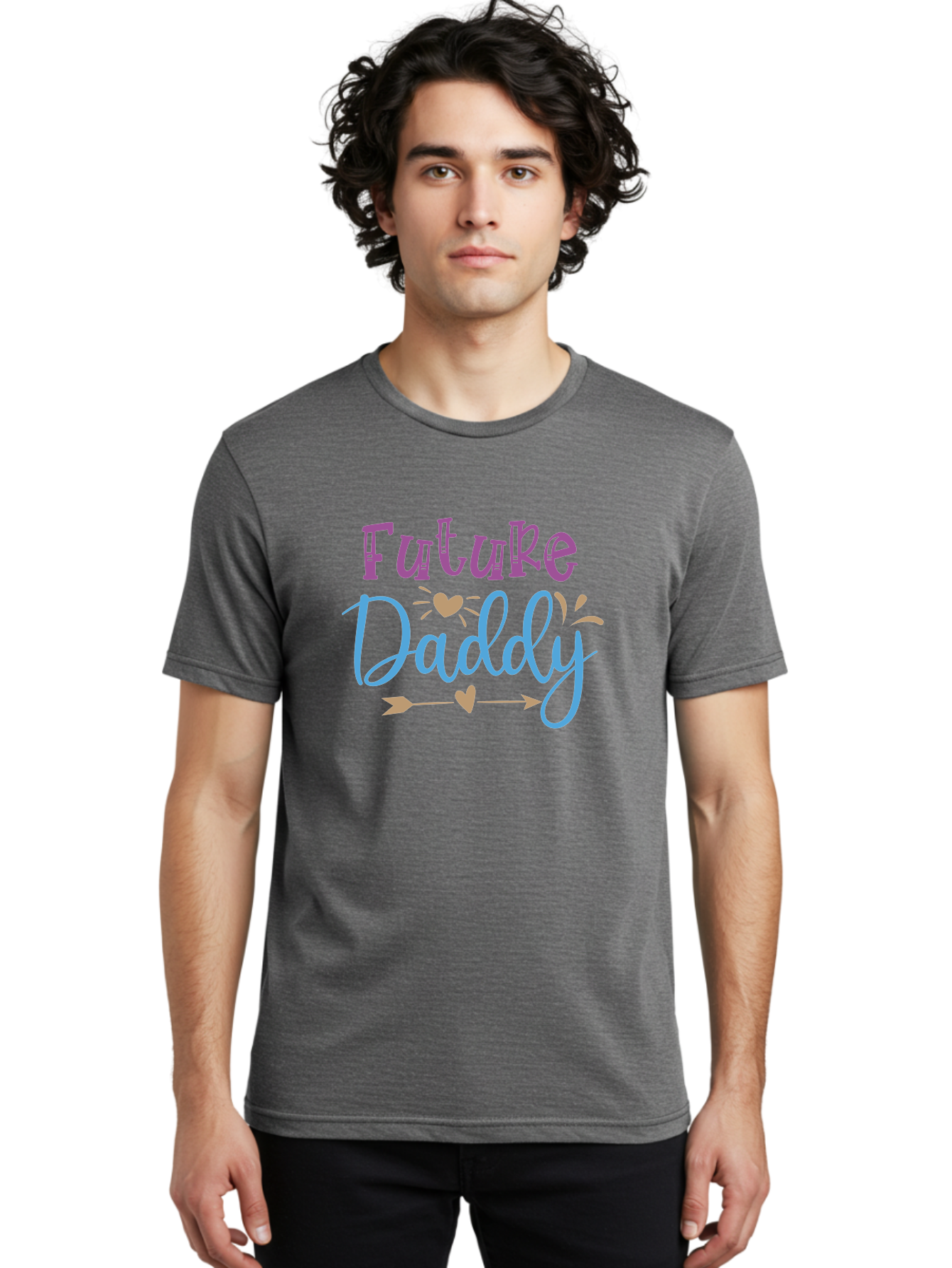 Future-Daddy Men'S Graphic Tee, 100% Cotton, Comfortable Casual Summer Wear, Machine Washable, Future Daddy, Daddy To Be, Baby On Board, Expecting Father, New Dad, Fatherhood, Baby Announcement, Heartwarming Design, Arrow And Heart Symbol, Aad402 26