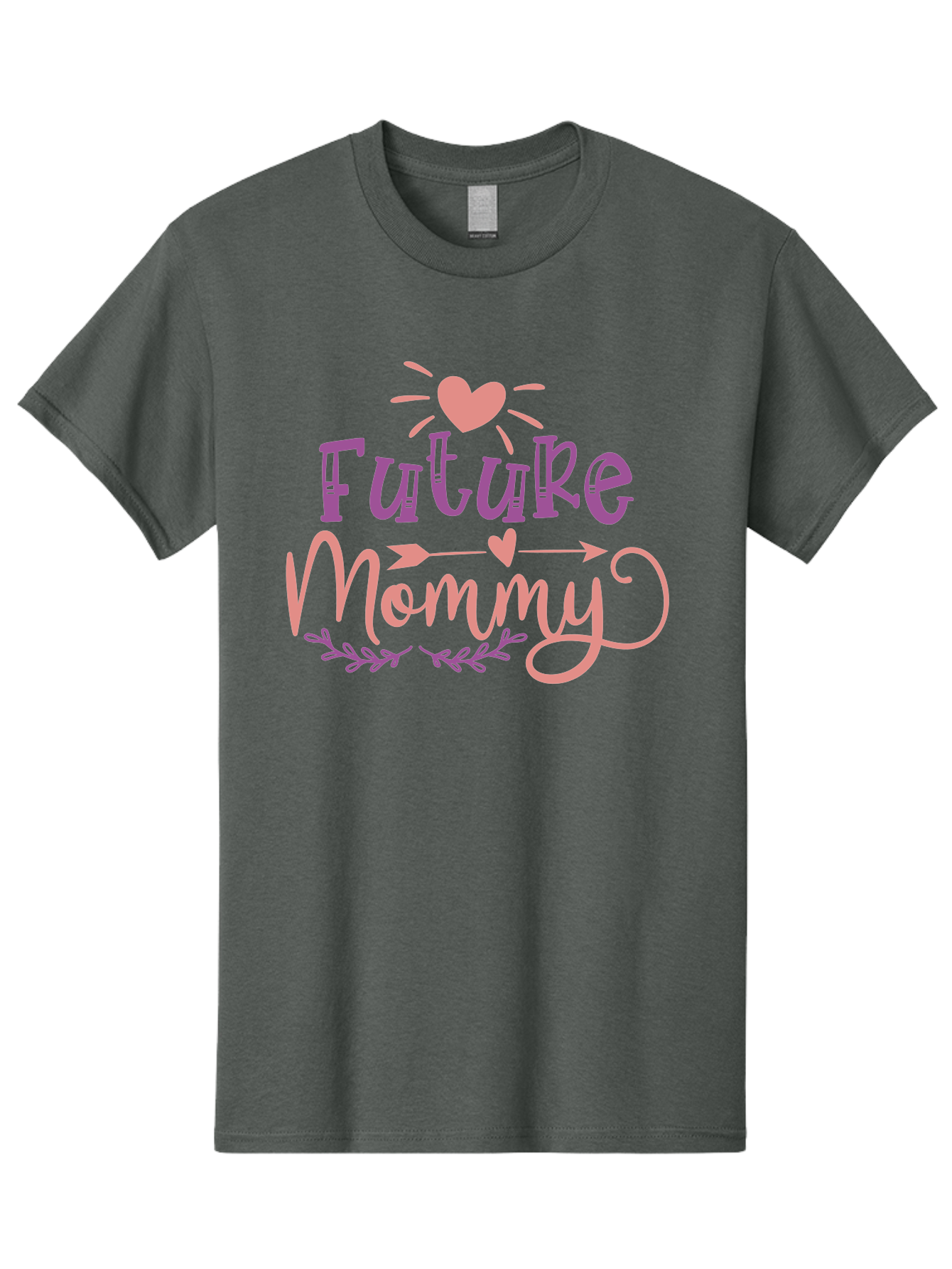 Future-Mommy Men'S Graphic Tee, 100% Cotton, Comfortable Casual Summer Wear, Machine Washable, Future Mommy, Pregnancy Announcement, Baby On Board, New Mom, Heart Design, Arrow Symbol, Floral Wreath, Motherhood, Parenting Journey, Love, Aad403 15