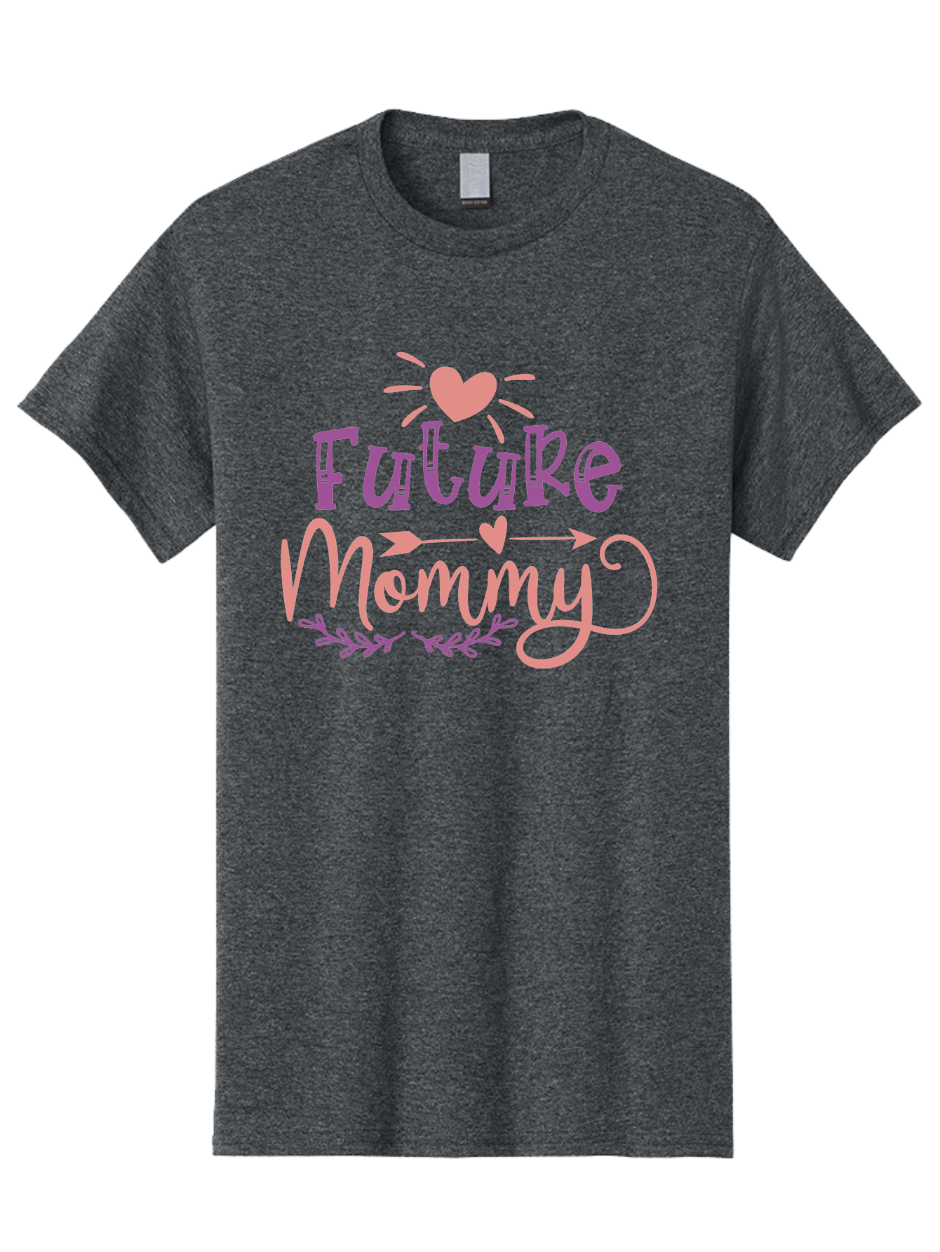 Future-Mommy Men'S Graphic Tee, 100% Cotton, Comfortable Casual Summer Wear, Machine Washable, Future Mommy, Pregnancy Announcement, Baby On Board, New Mom, Heart Design, Arrow Symbol, Floral Wreath, Motherhood, Parenting Journey, Love, Aad403 27